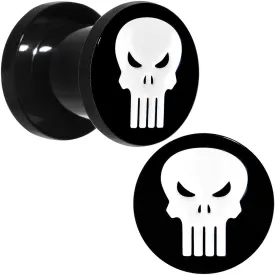 0 Gauge Black PVD Licensed The Punisher Logo Screw Fit Plug Set