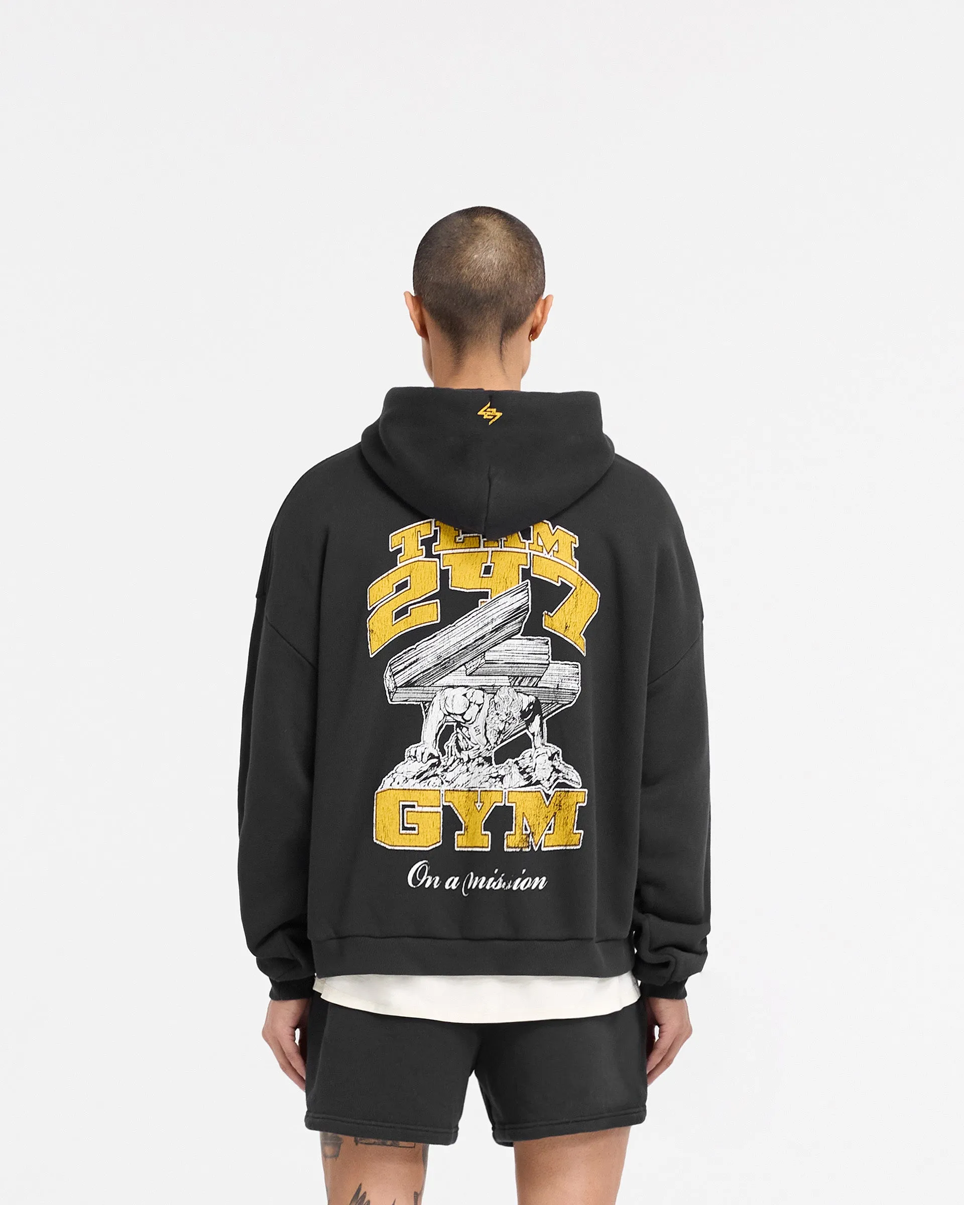 247 On His Shoulders Boxy Hoodie - Off Black