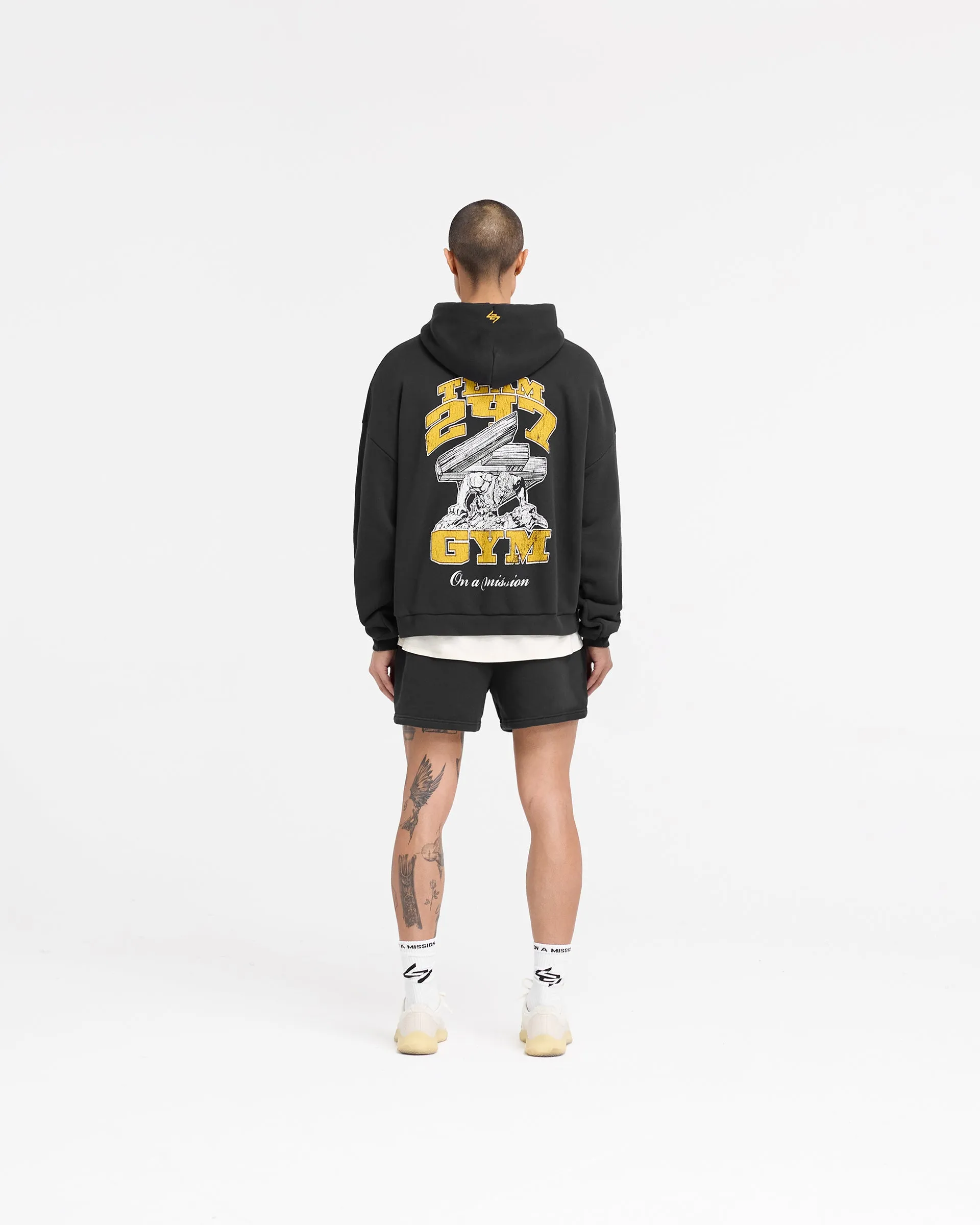 247 On His Shoulders Boxy Hoodie - Off Black