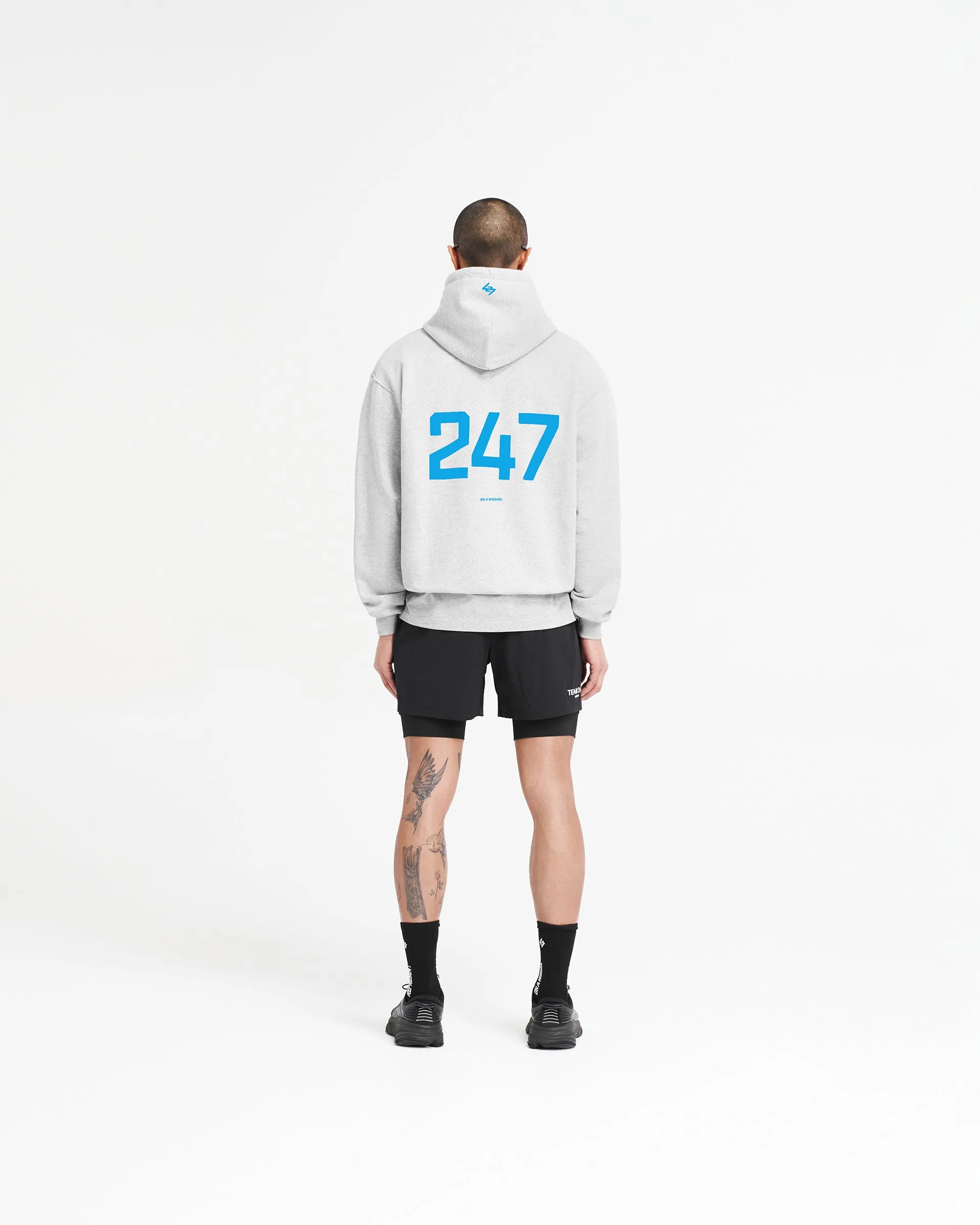 247 Oversized Hoodie - Ash Grey Electric Blue