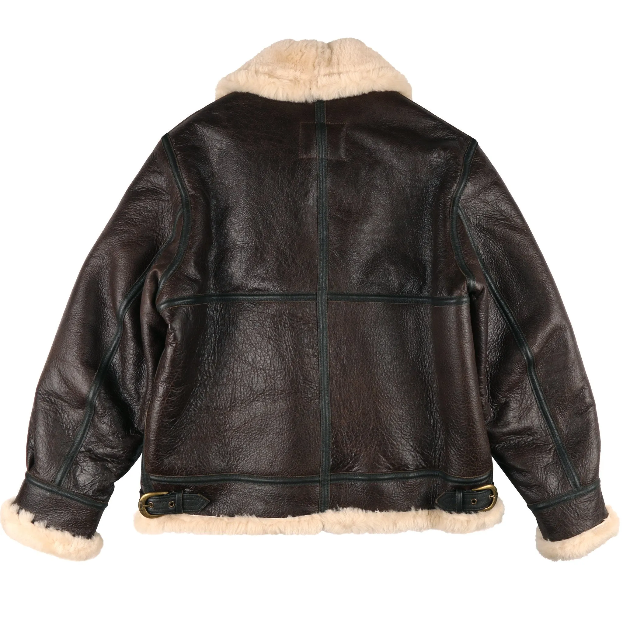 257S - Classic B-3 Sheepskin Leather Bomber Jacket - Brown