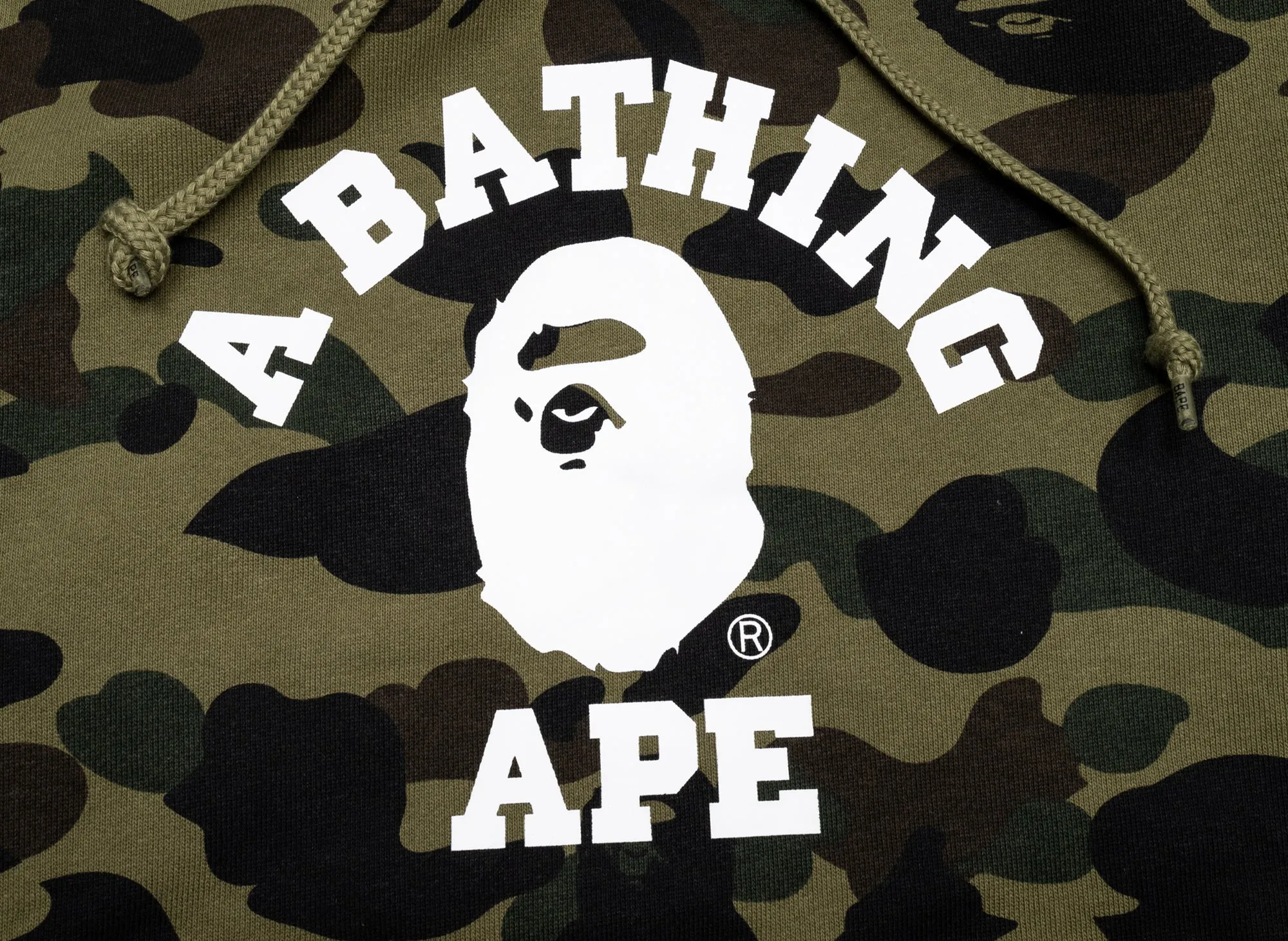 A Bathing Ape 1st Camo College Pullover Hoodie in Green