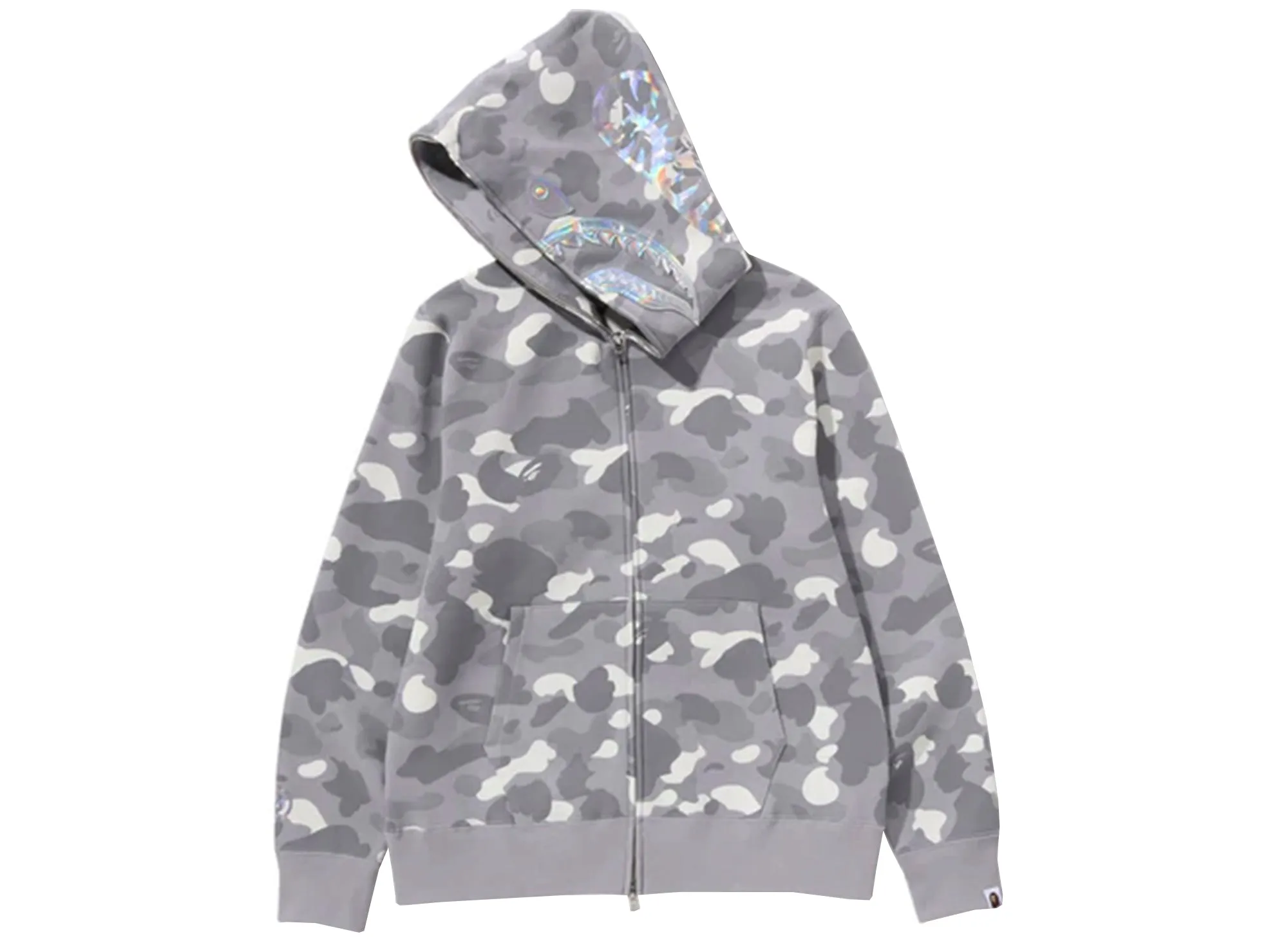 A Bathing Ape City Camo Shark Full Zip Hoodie in Gray