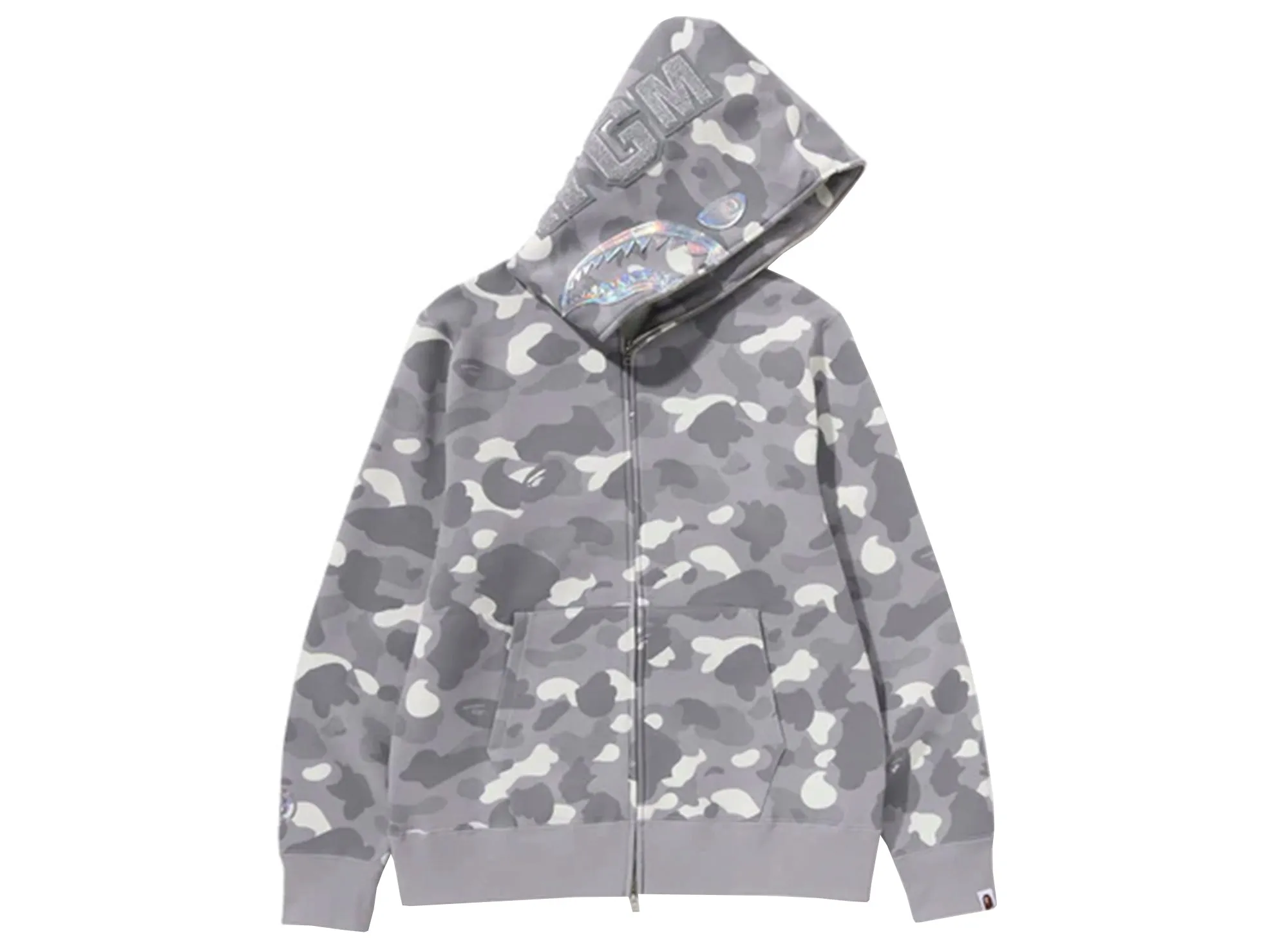 A Bathing Ape City Camo Shark Full Zip Hoodie in Gray