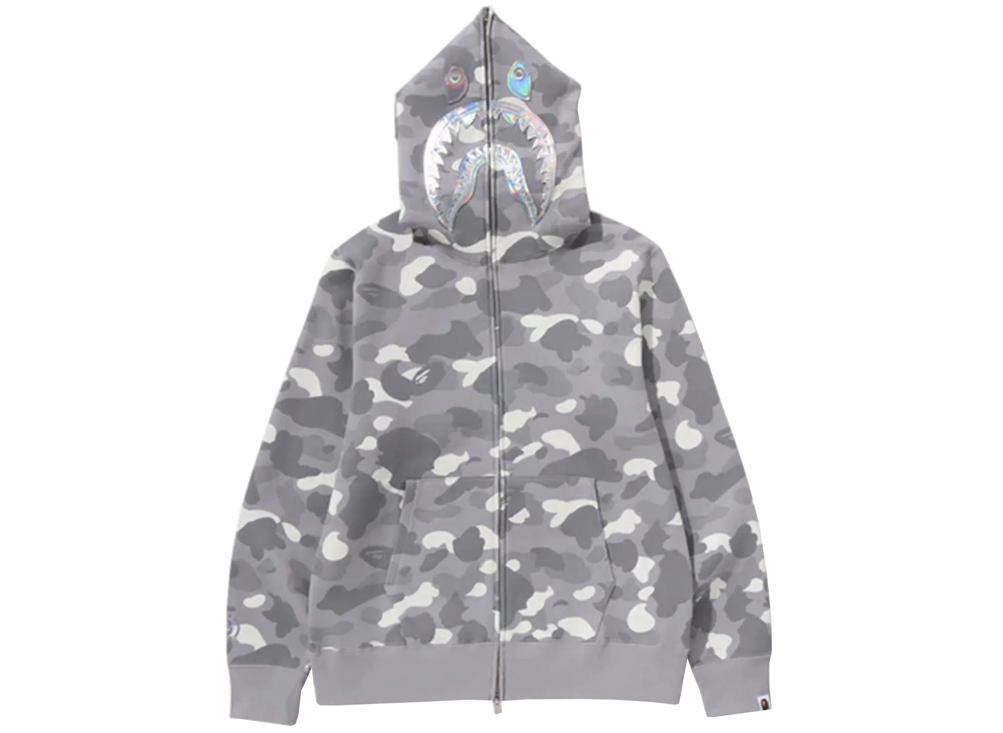 A Bathing Ape City Camo Shark Full Zip Hoodie in Gray