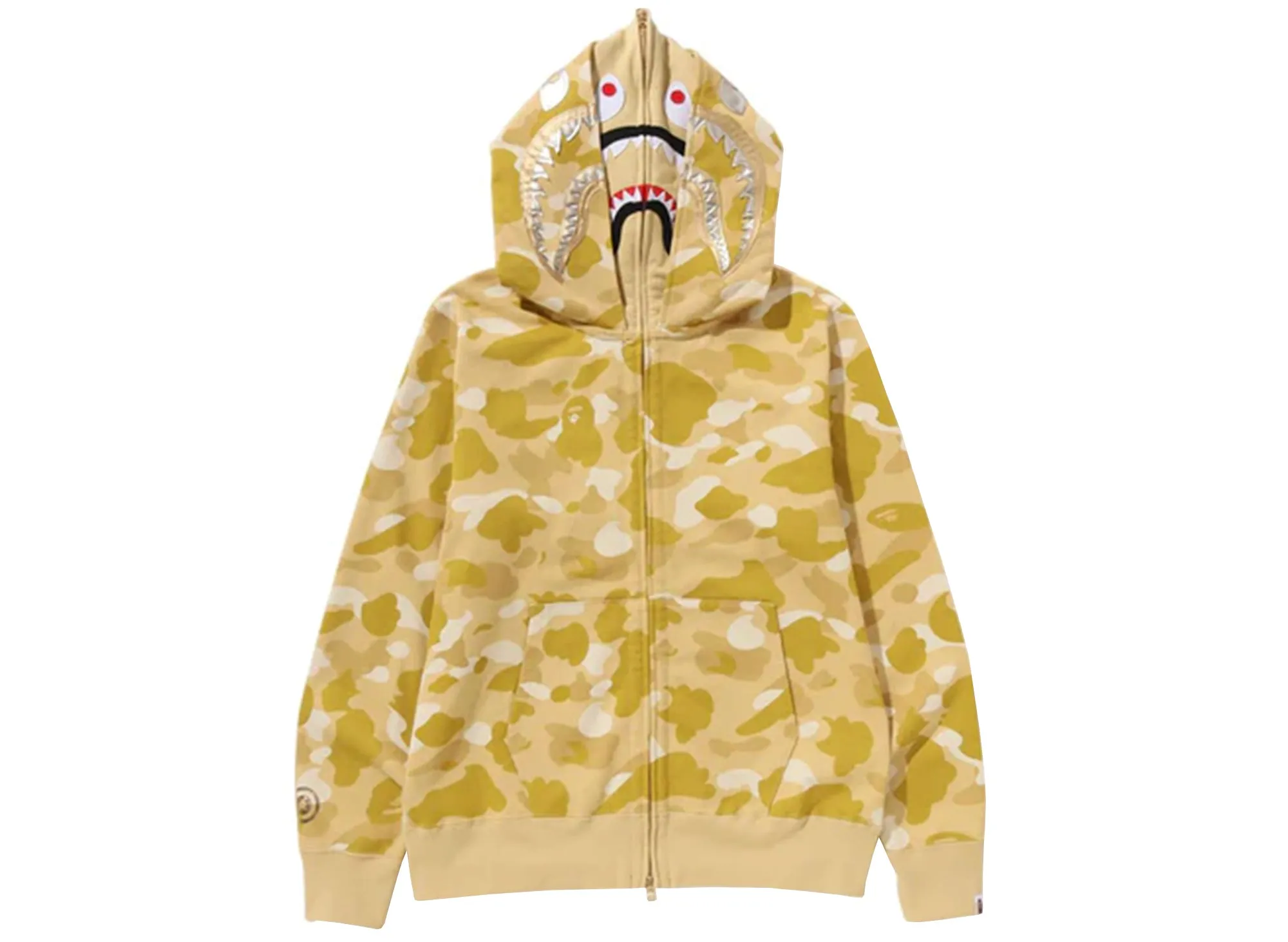 A Bathing Ape Color Camo Double Shark Full Zip Hoodie in Yellow