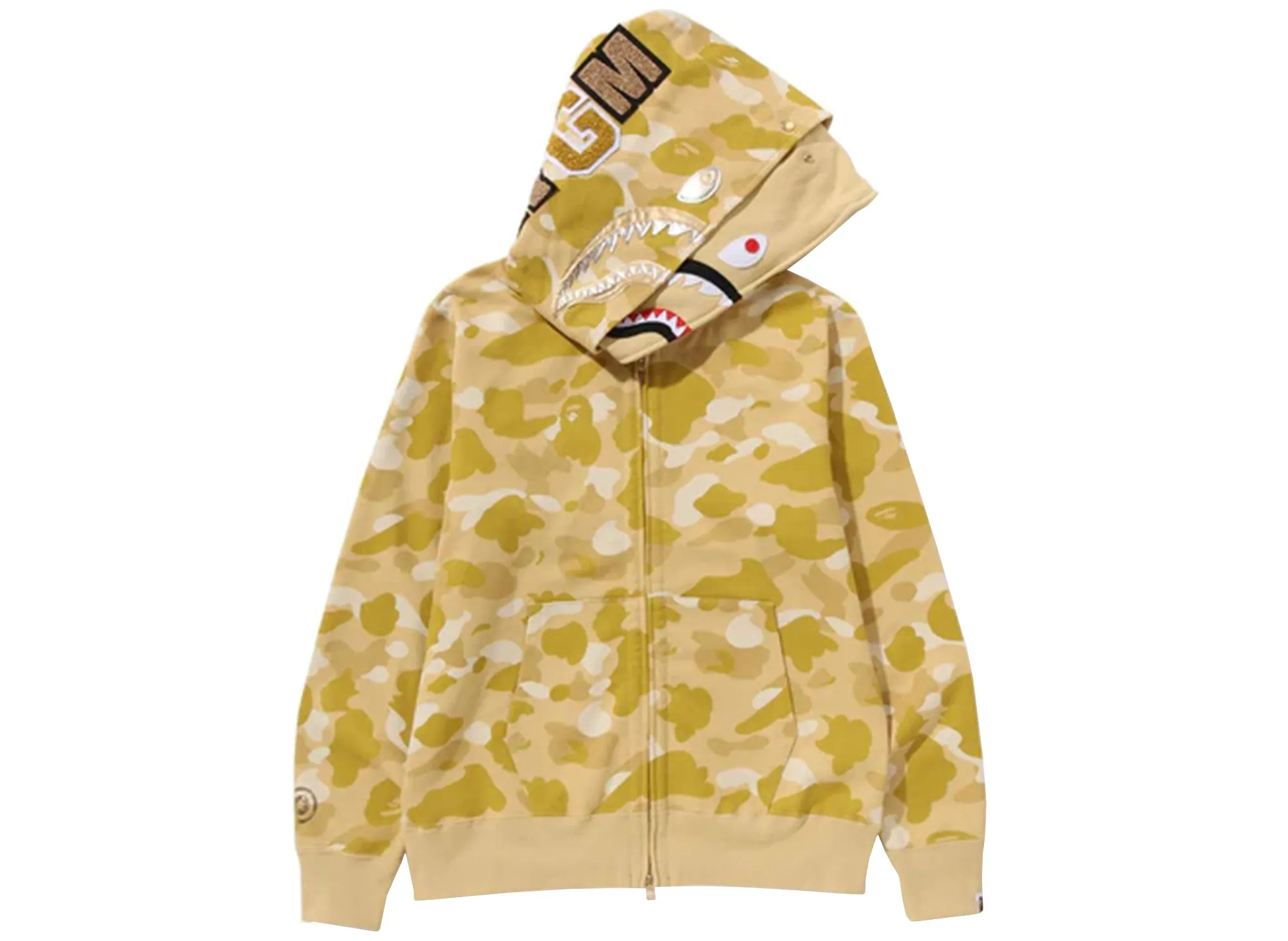 A Bathing Ape Color Camo Double Shark Full Zip Hoodie in Yellow