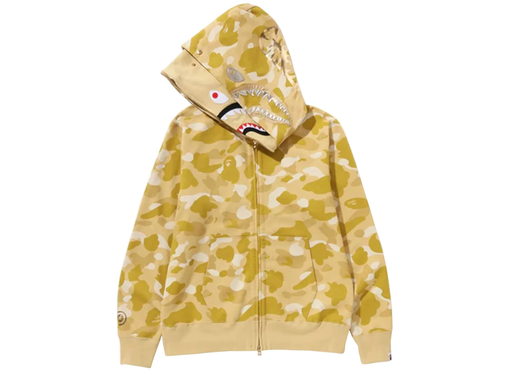 A Bathing Ape Color Camo Double Shark Full Zip Hoodie in Yellow