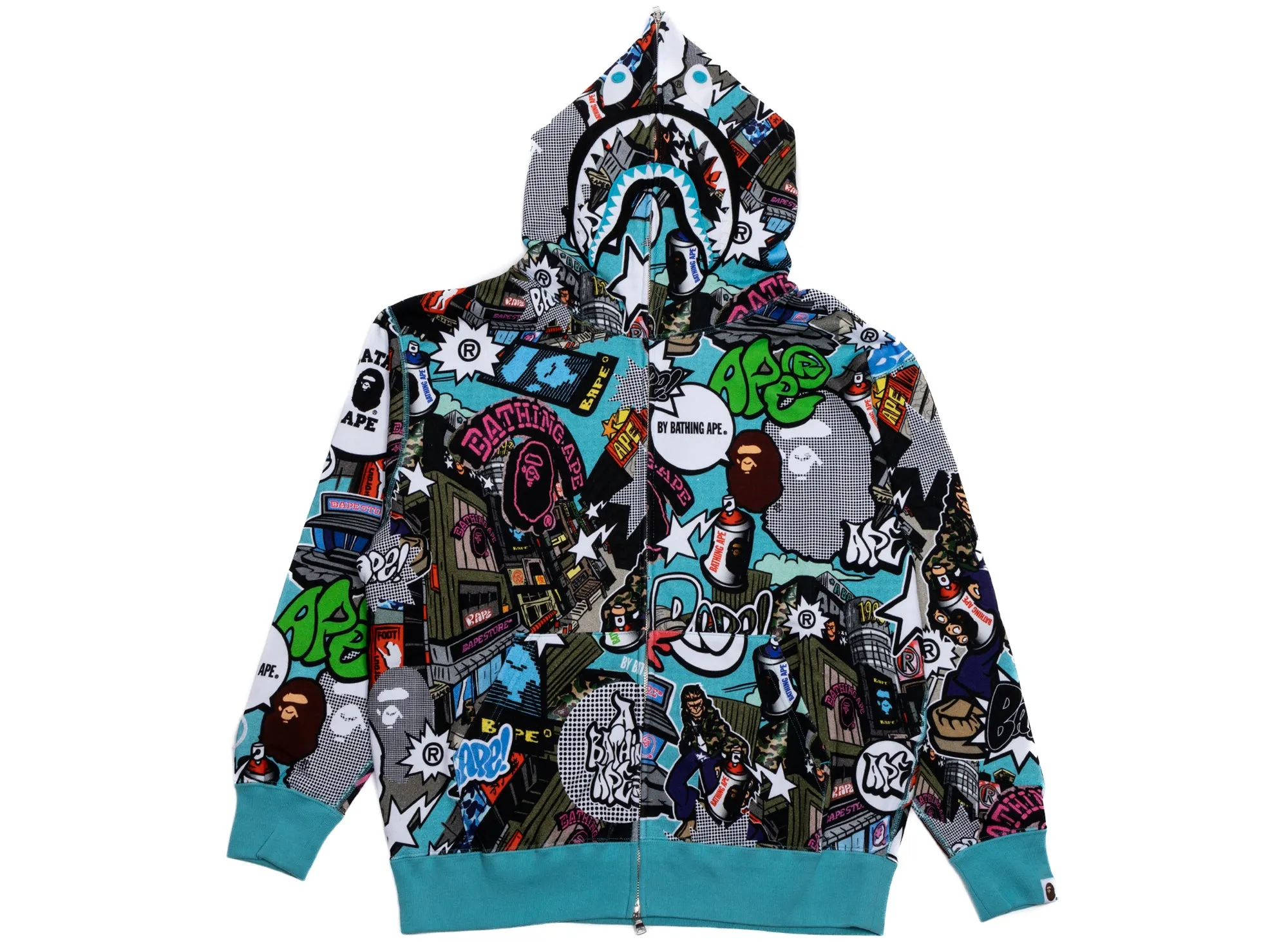 A Bathing Ape Comic Art Shark Zip Hoodie