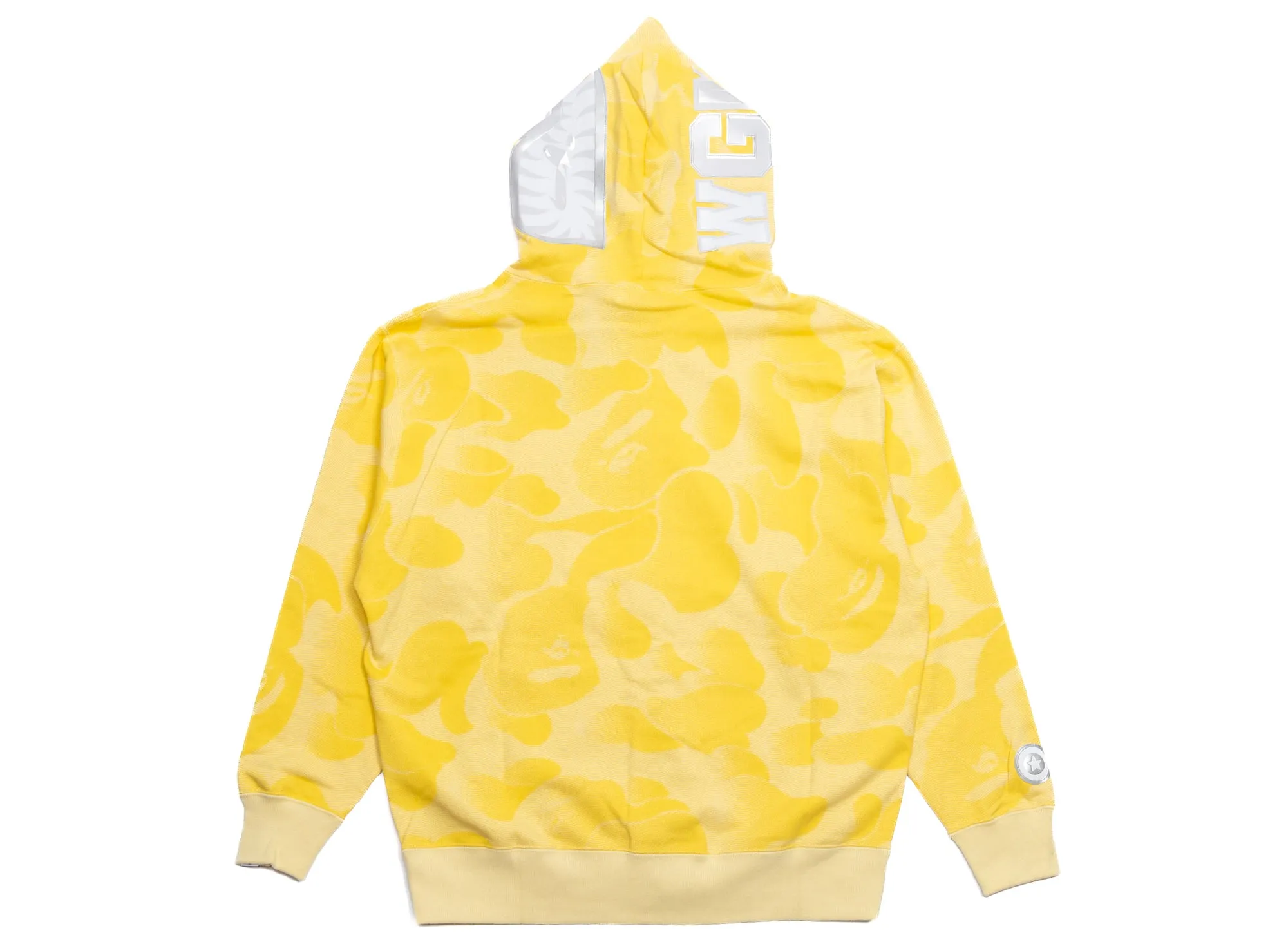 A Bathing Ape Ink Camo Shark Zip Hoodie in Yellow