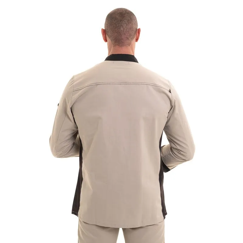 ABAX Ecru/Mocha Long Sleeve Chef Coat - ROBUR