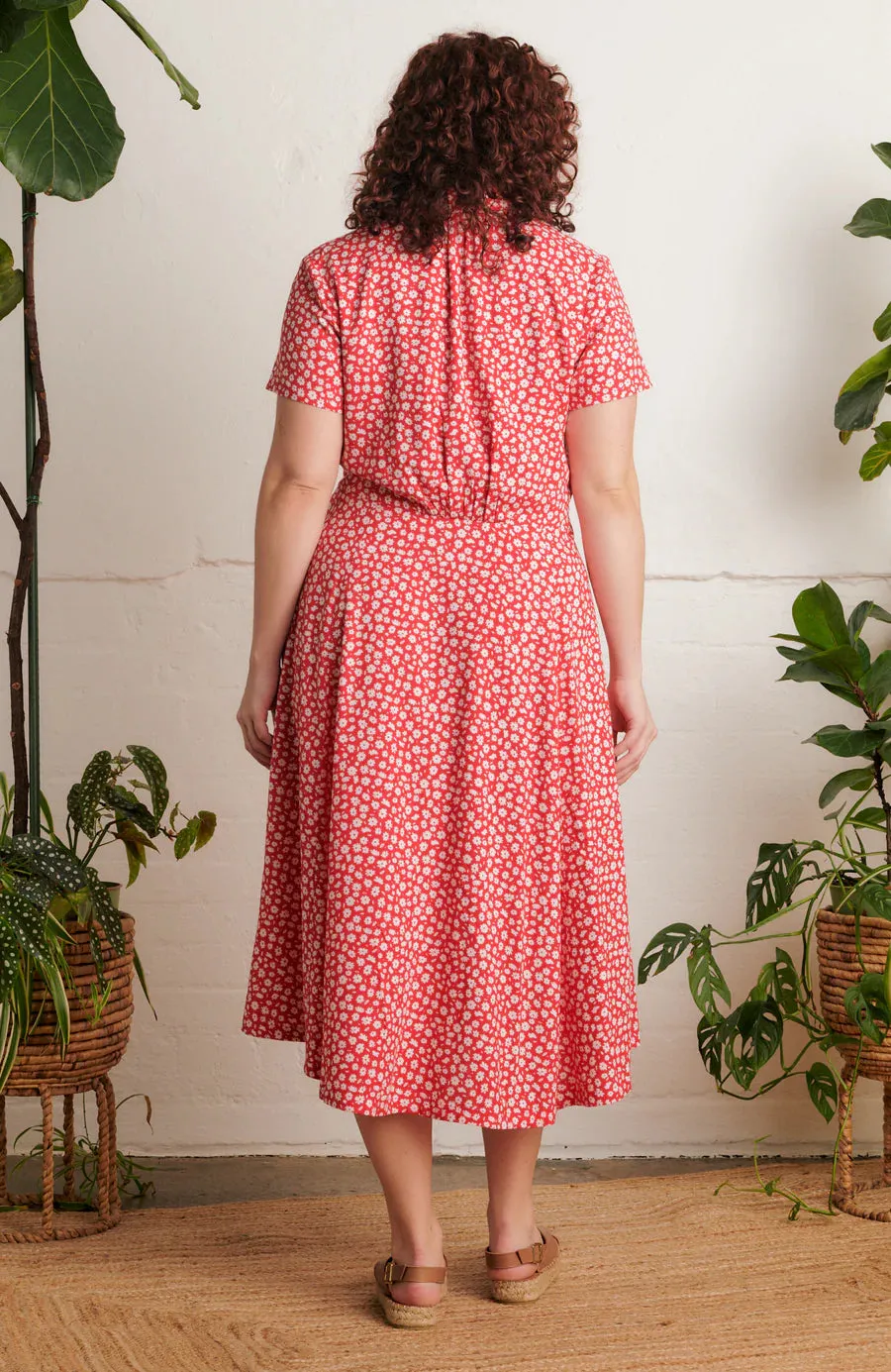 Adele Red Ditsy Daisy Dress