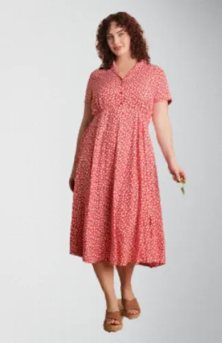 Adele Red Ditsy Daisy Dress