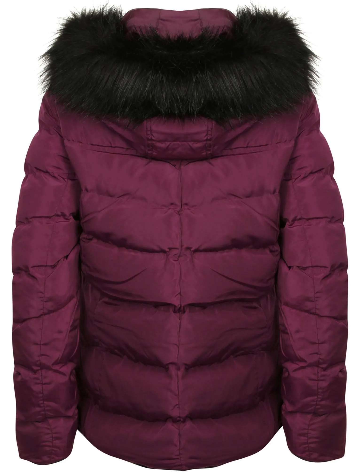 Adley Quilted Jacket with Detachable Fur Trim in Plum - Tokyo Laundry