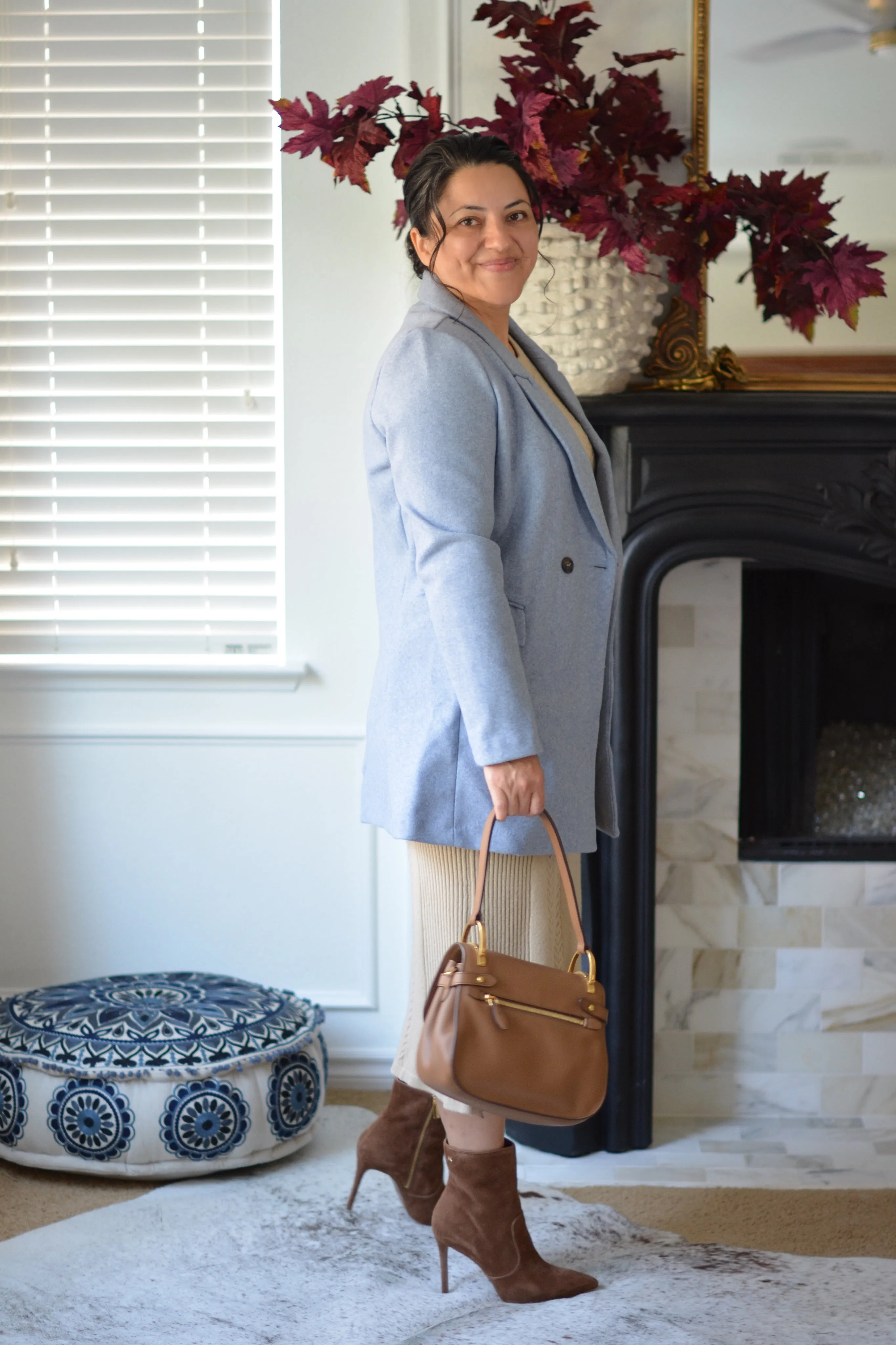 Ali Dusty Blue Button Coat