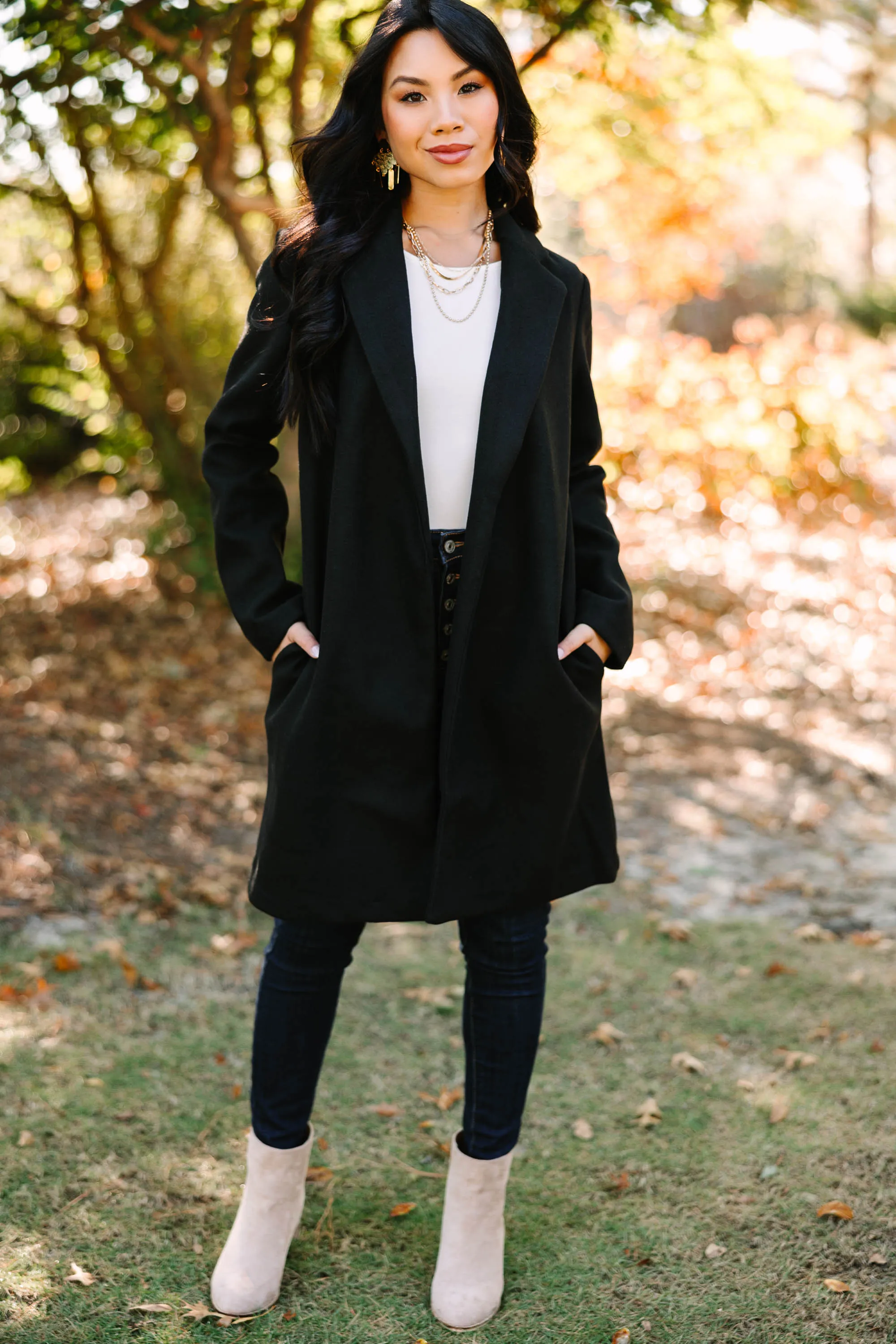 All For You Black Long Line Coat