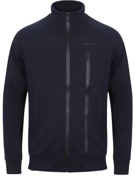 Amago Funnel Neck Zip Through Hoodie In Navy - Dissident