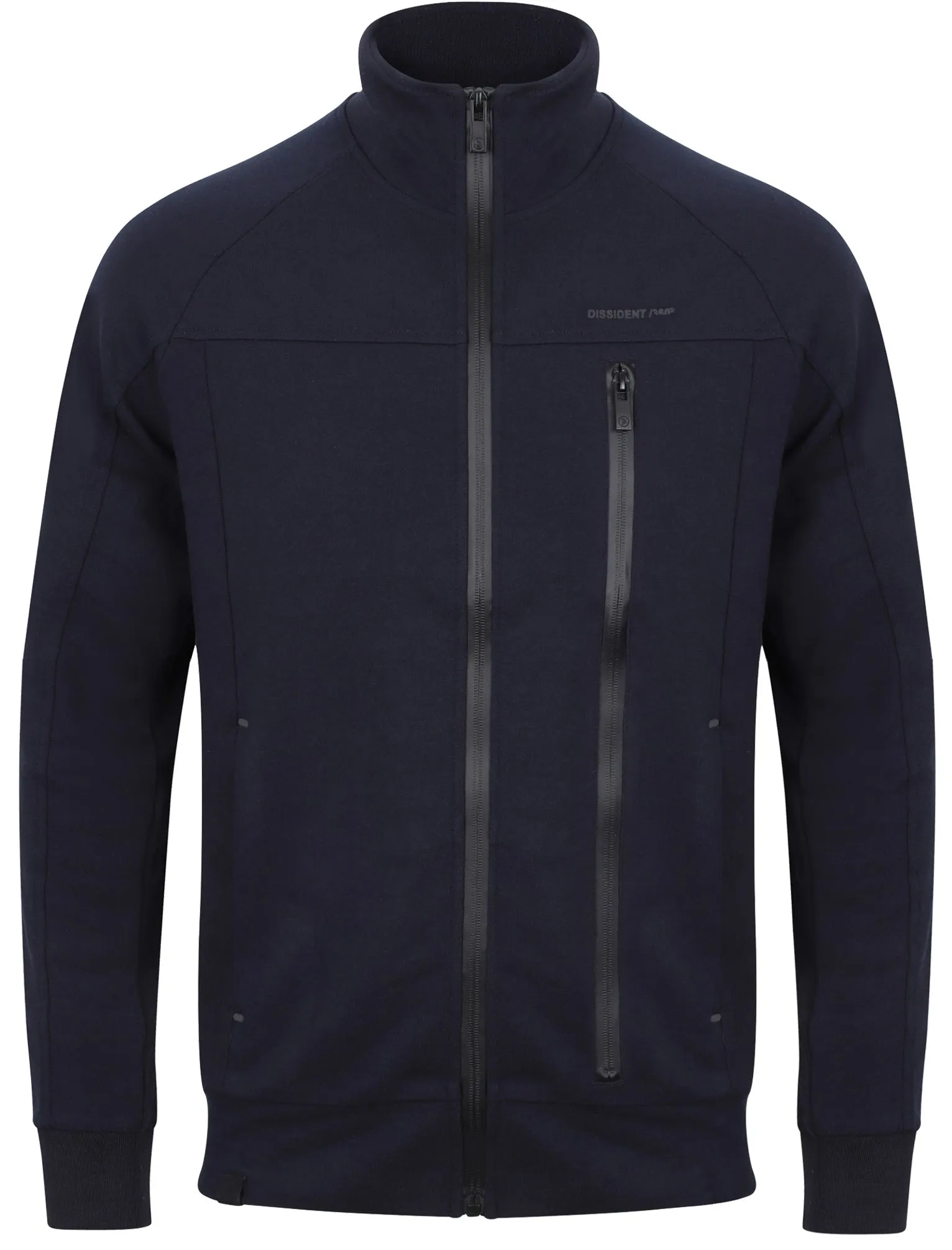 Amago Funnel Neck Zip Through Hoodie In Navy - Dissident