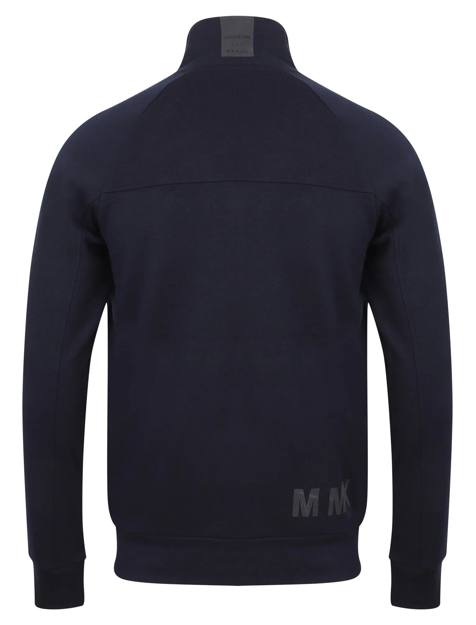 Amago Funnel Neck Zip Through Hoodie In Navy - Dissident