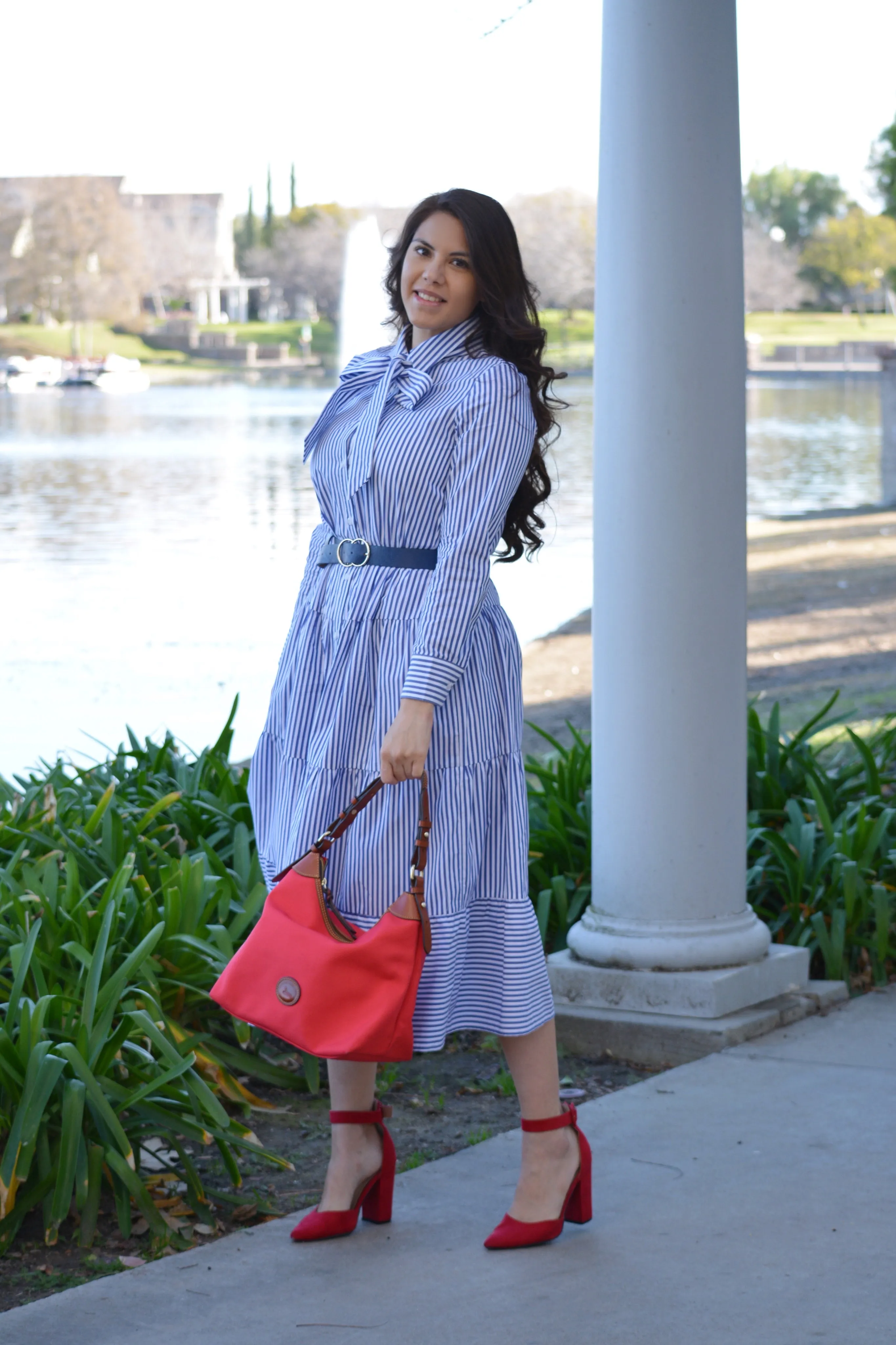 Antalya Blue Striped Cotton Dress