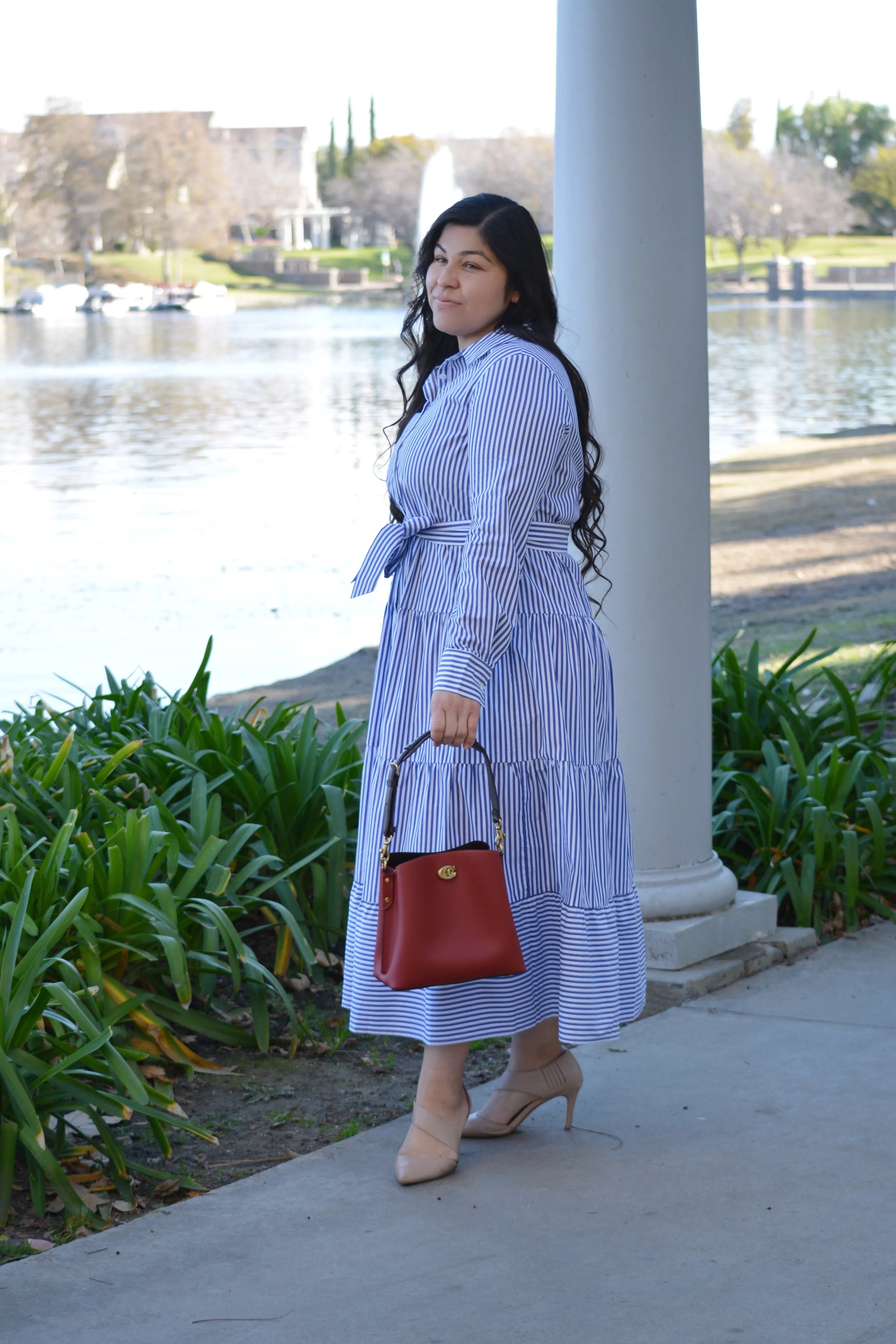 Antalya Blue Striped Cotton Dress