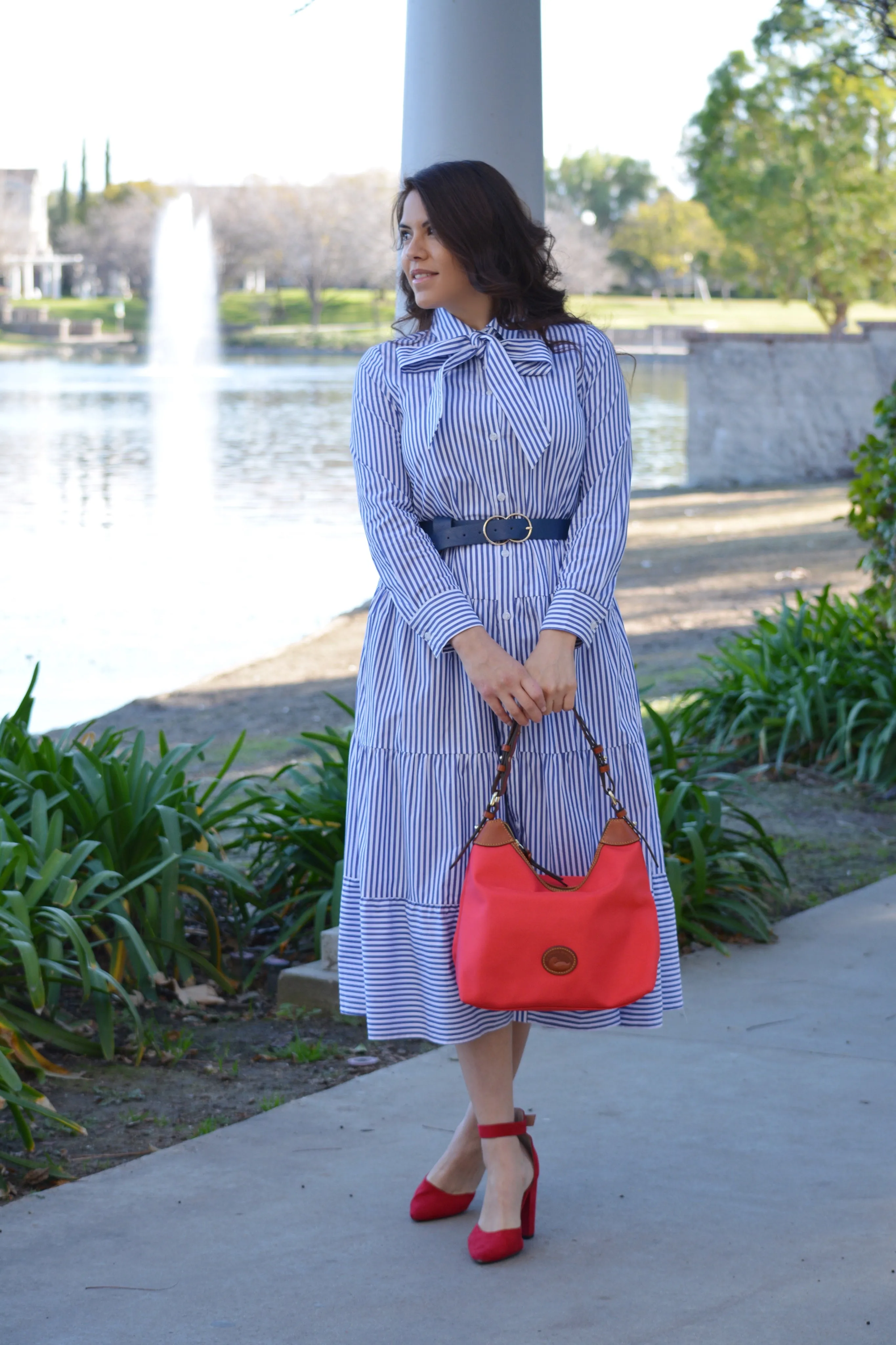 Antalya Blue Striped Cotton Dress