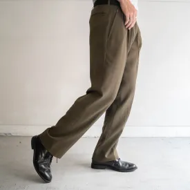 around 1990s europe olive green nep slacks -light weight-