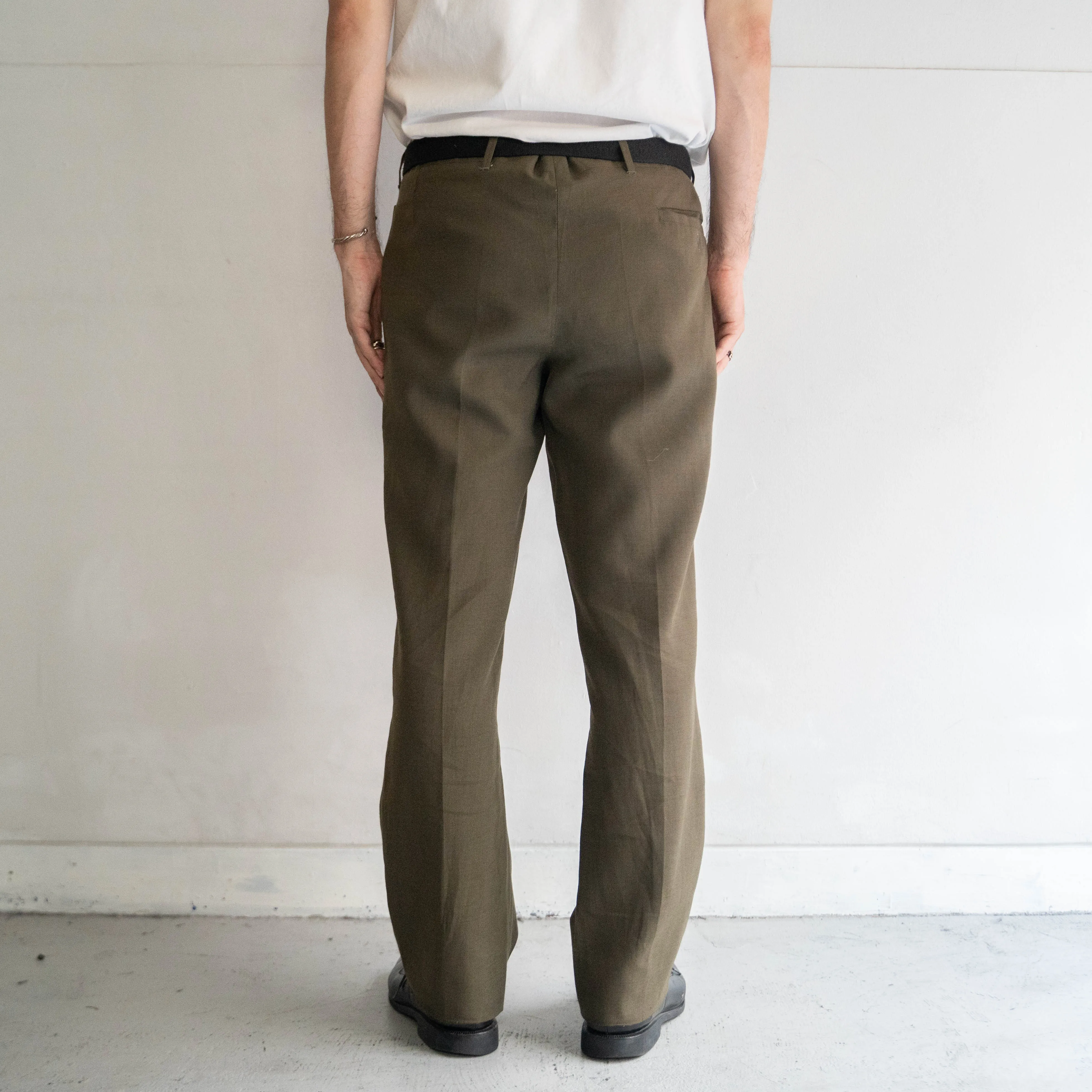 around 1990s europe olive green nep slacks -light weight-