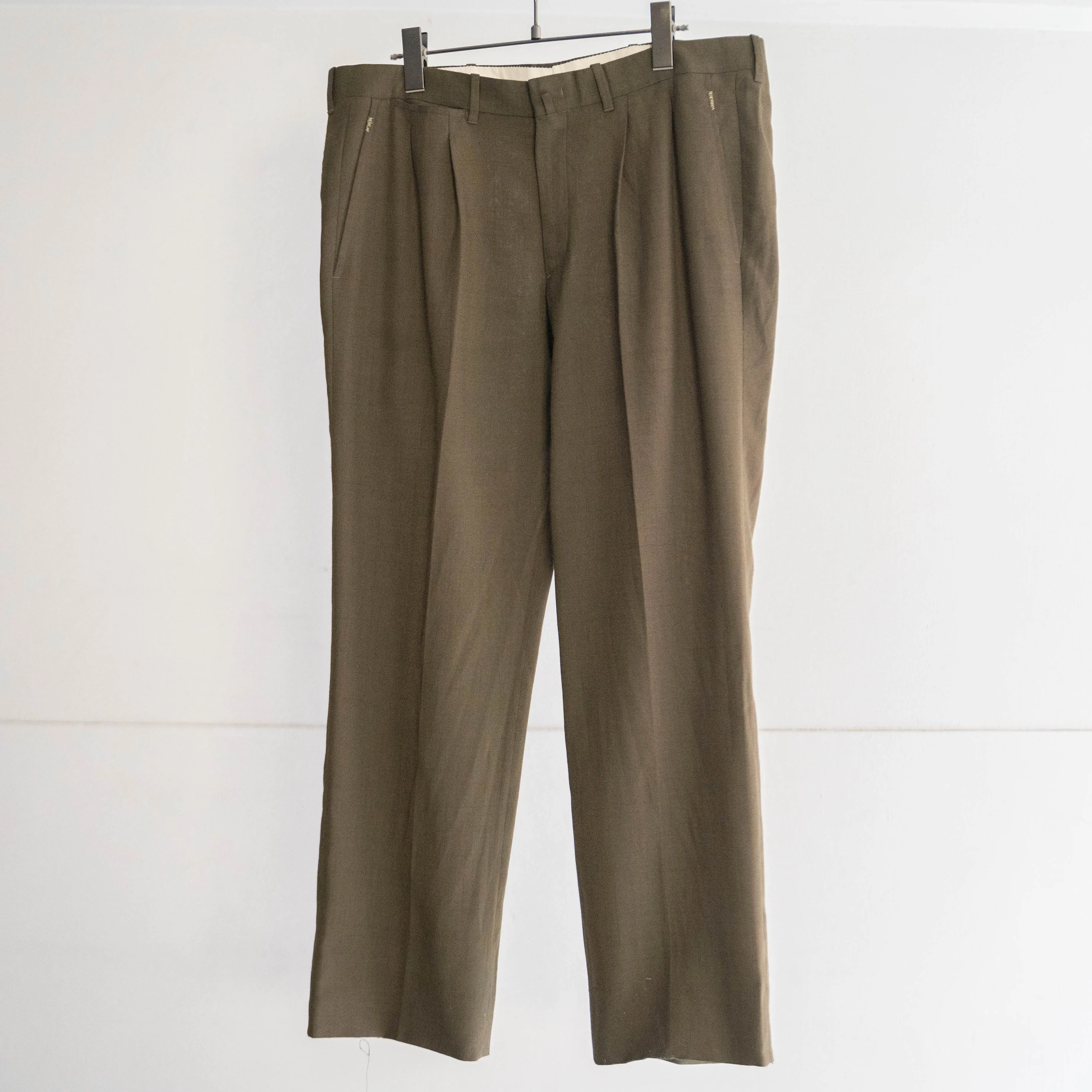 around 1990s europe olive green nep slacks -light weight-