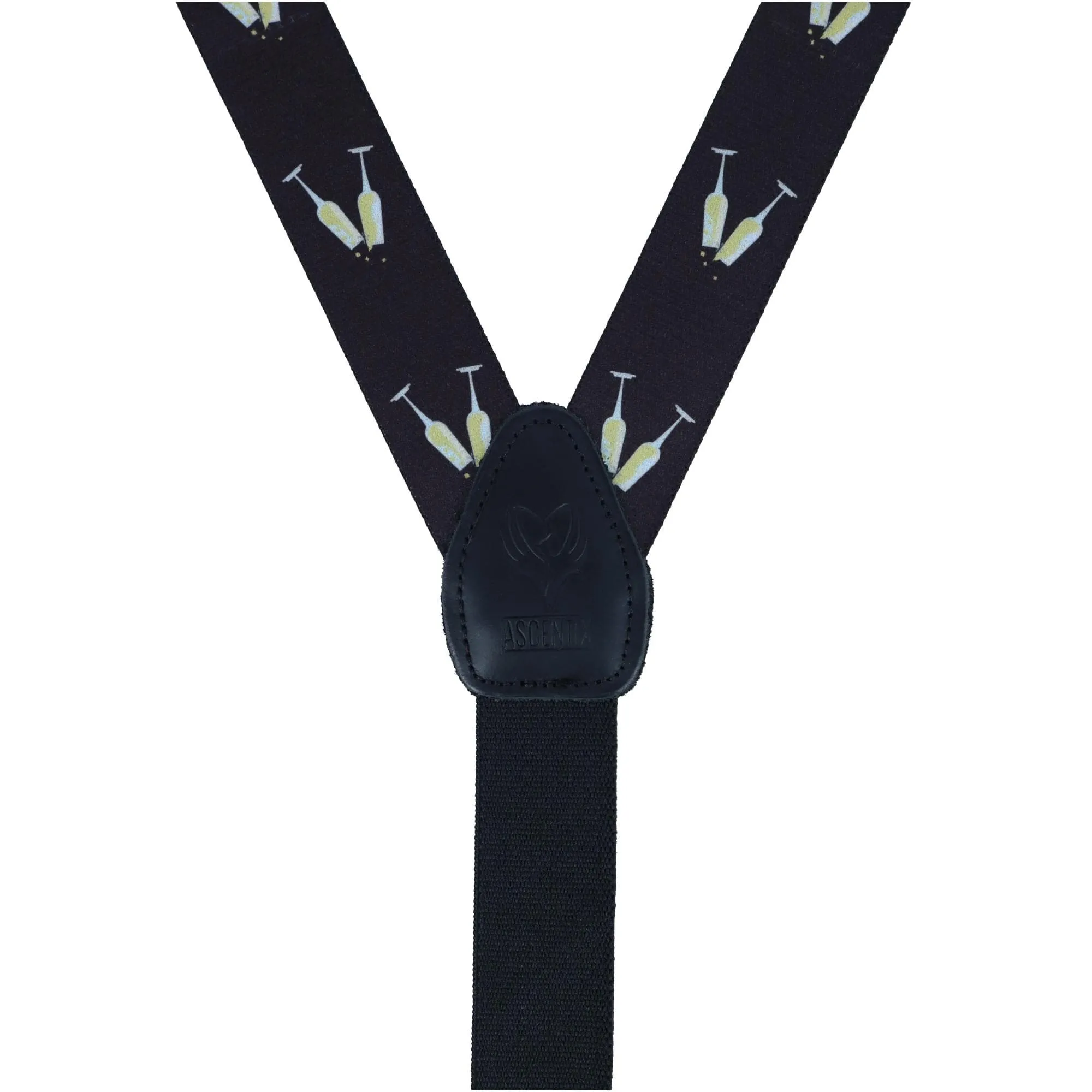 Ascentix Champagne Bottle Print Clip End Suspenders