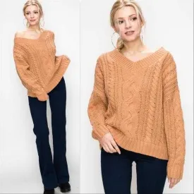 Autumn Cable Knit Sweater Brick