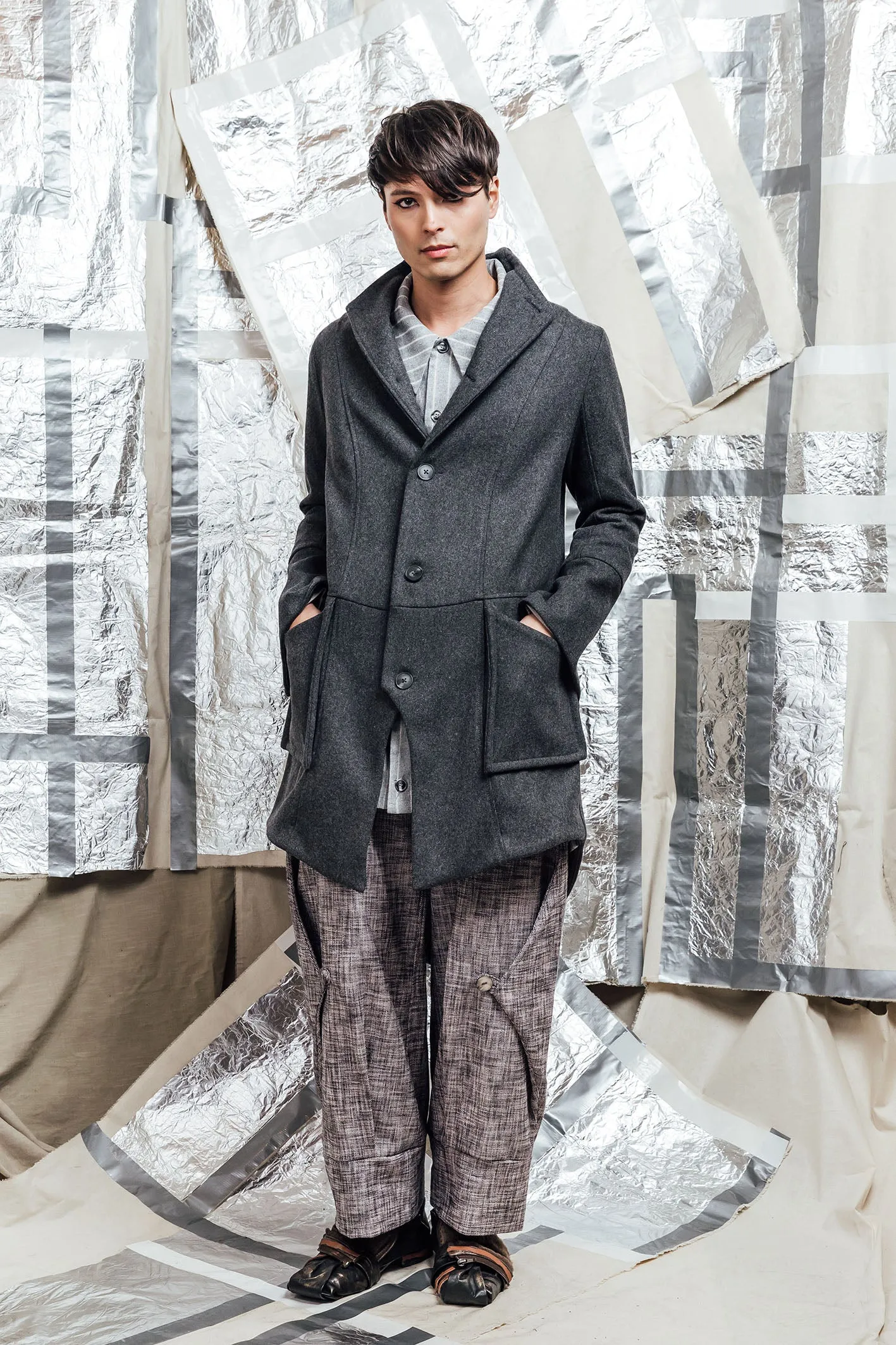 AW23 EILIAN TAILORED WOOL COAT - GRAPHITE