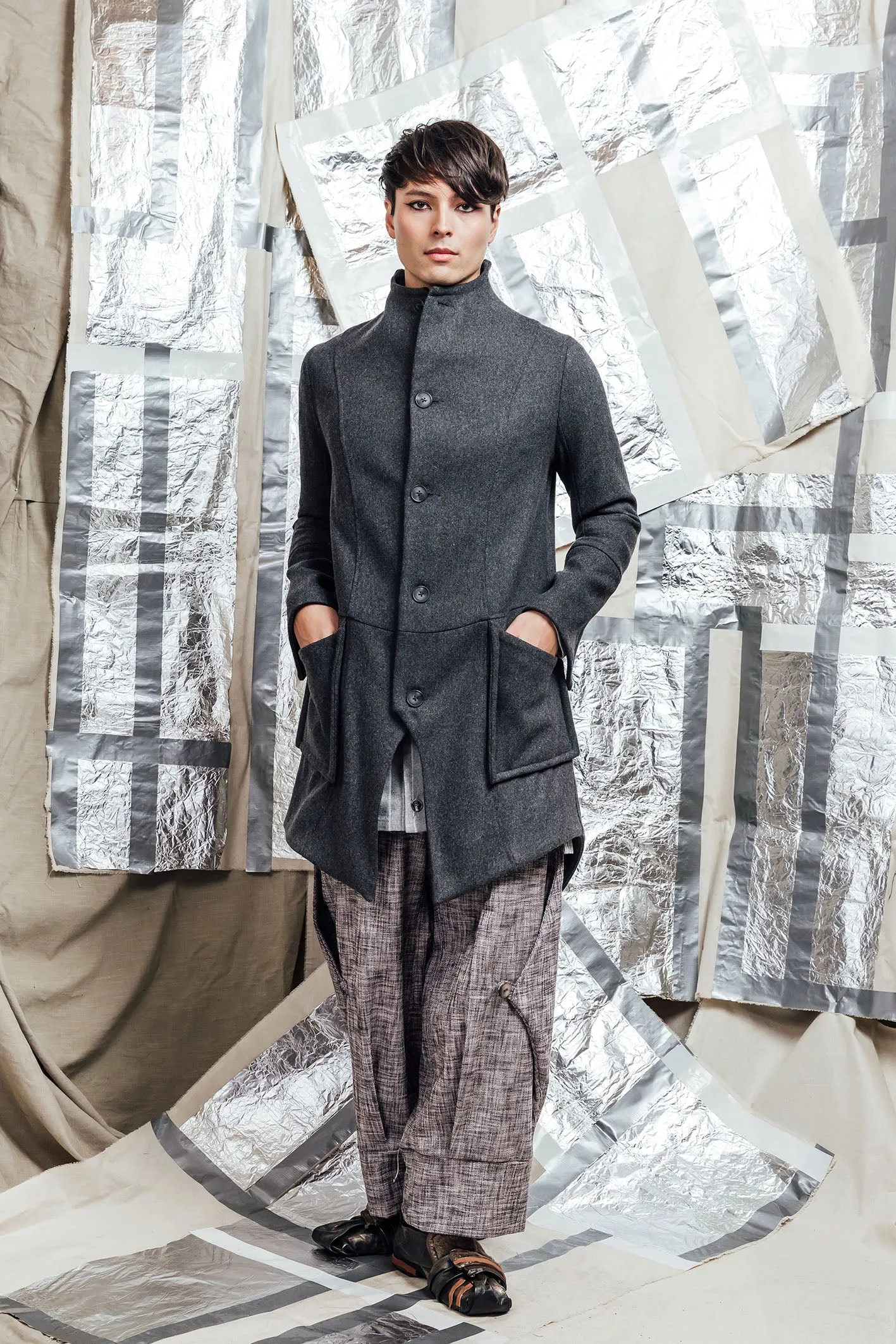 AW23 EILIAN TAILORED WOOL COAT - GRAPHITE