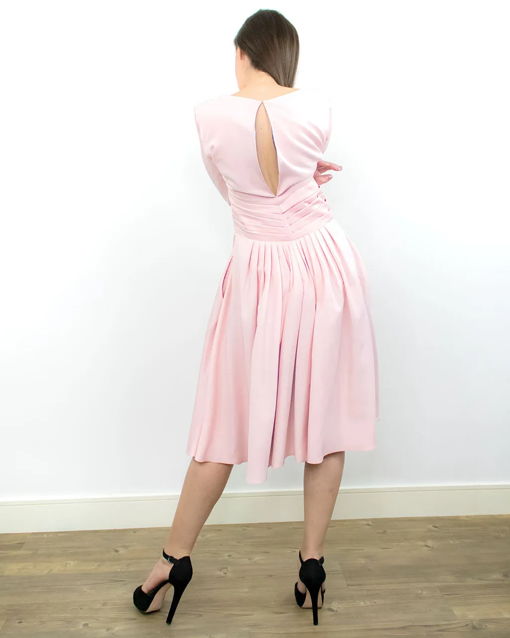 Aya Pastel Pink Fit & Flare Midi Dress