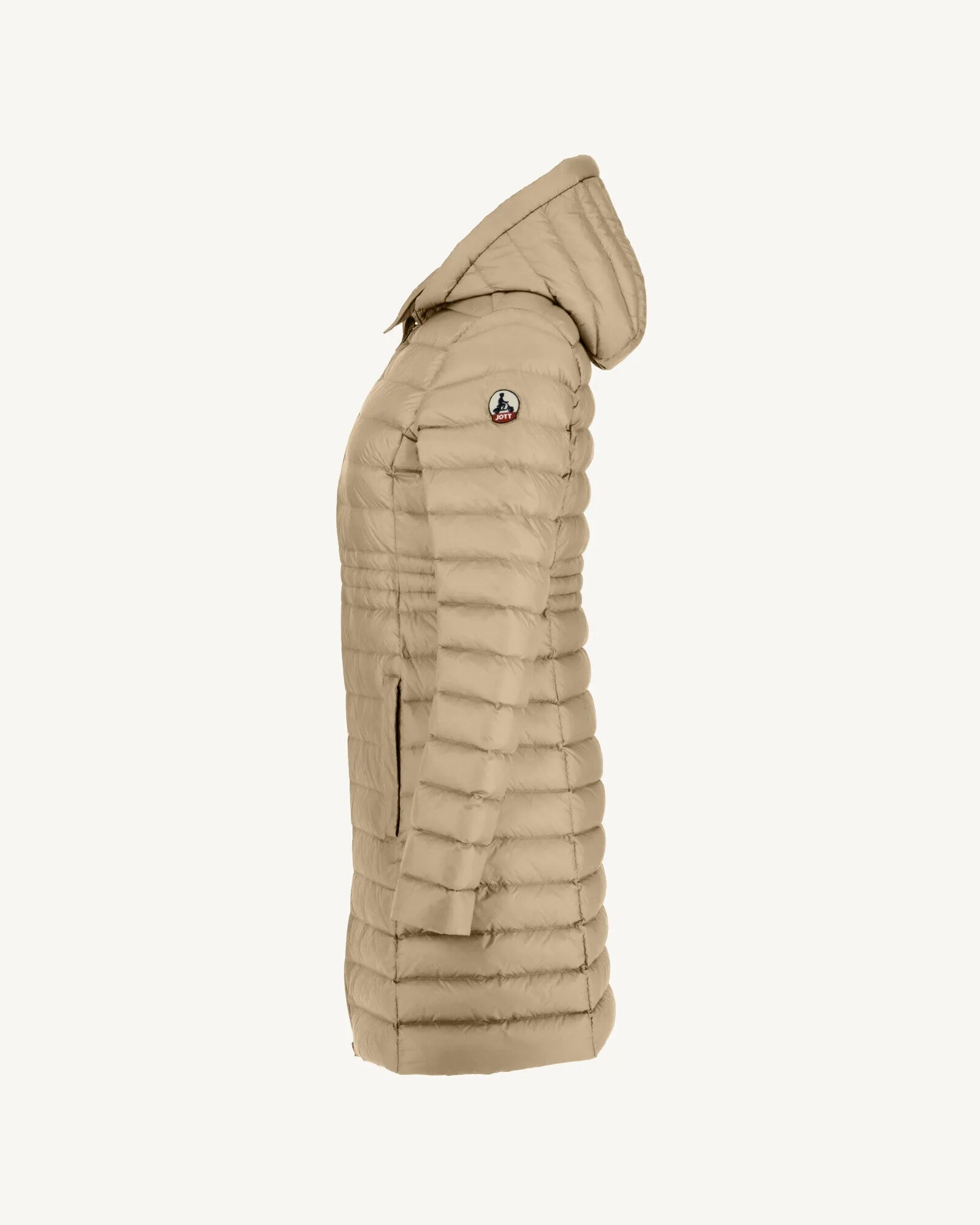 Beige Vero long hooded puffer jacket