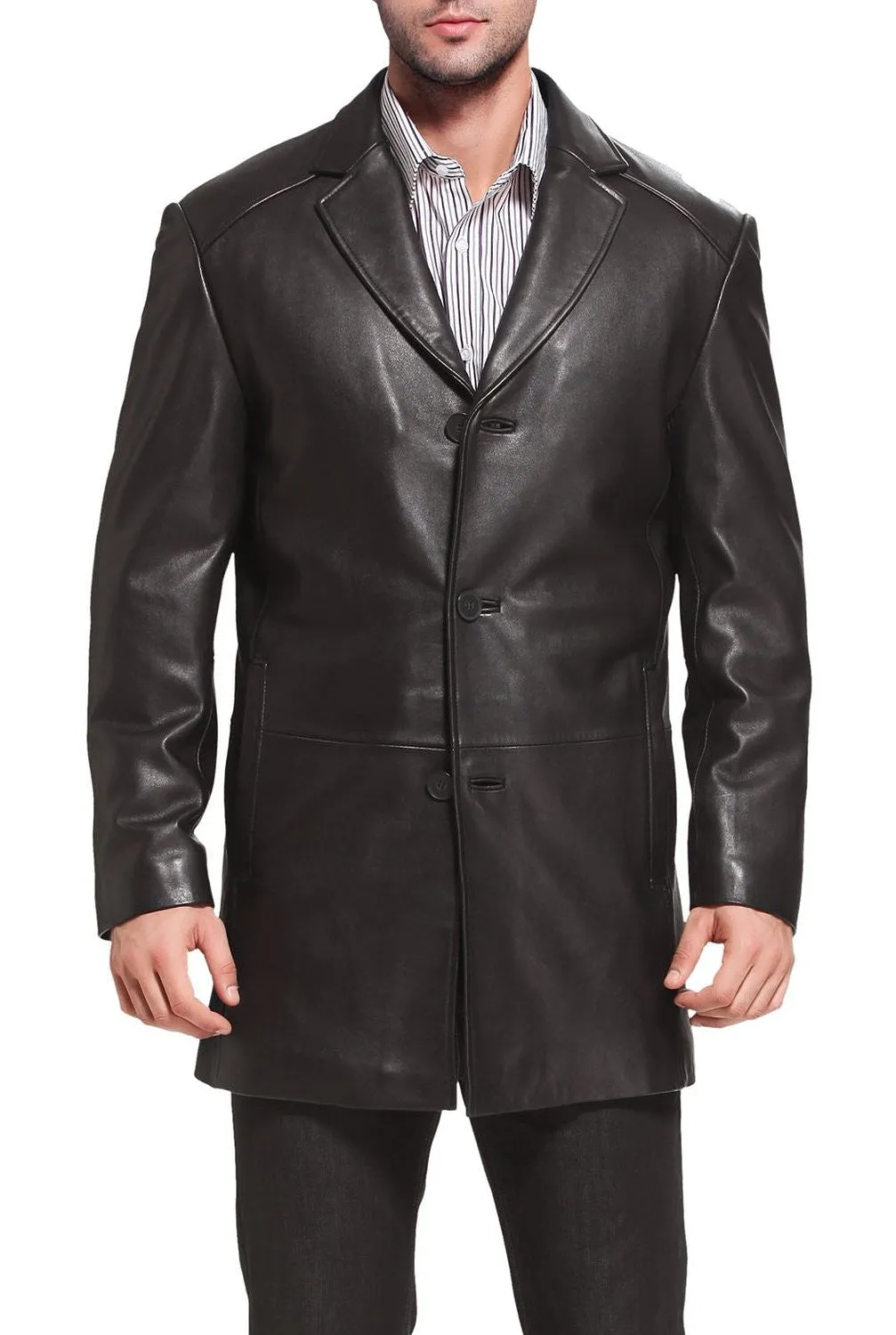 BGSD Men Carter Three-Button New Zealand Lambskin Car Coat