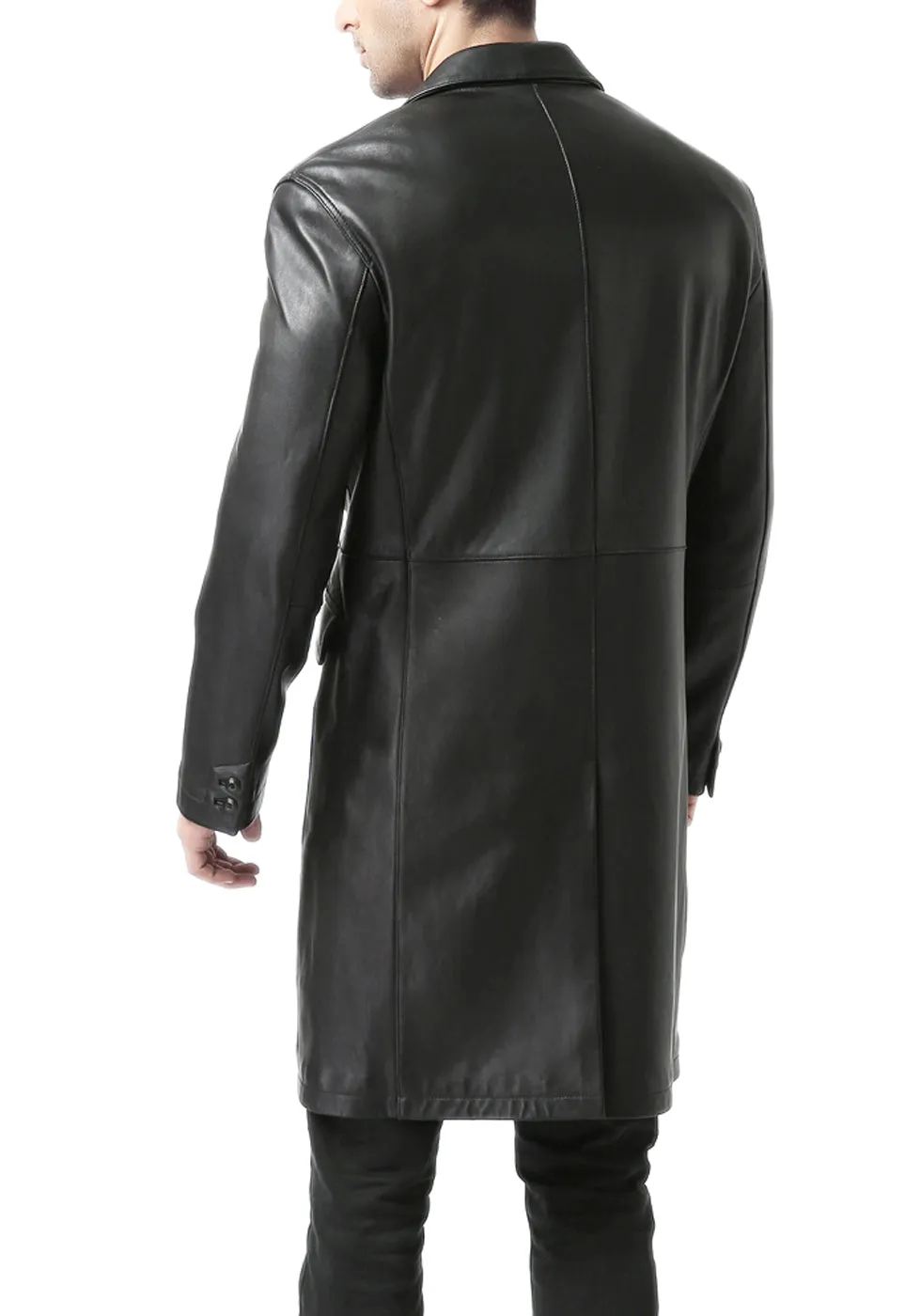 BGSD Men New Zealand Lambskin Leather Long Coat