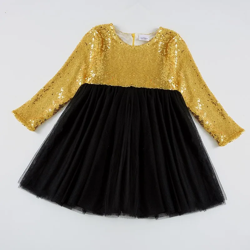 BLACK & GOLD SPARKLE TUTU DRESS