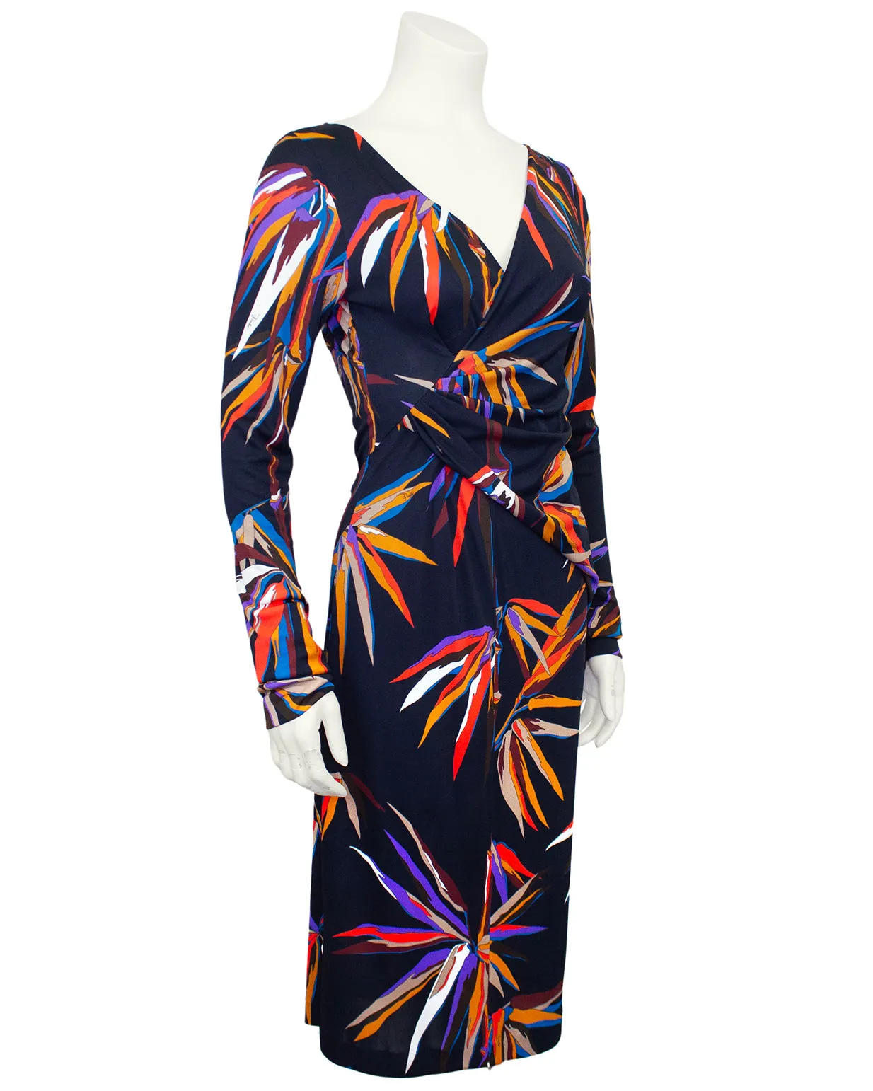 Black Dress with Birds of Paradise Print