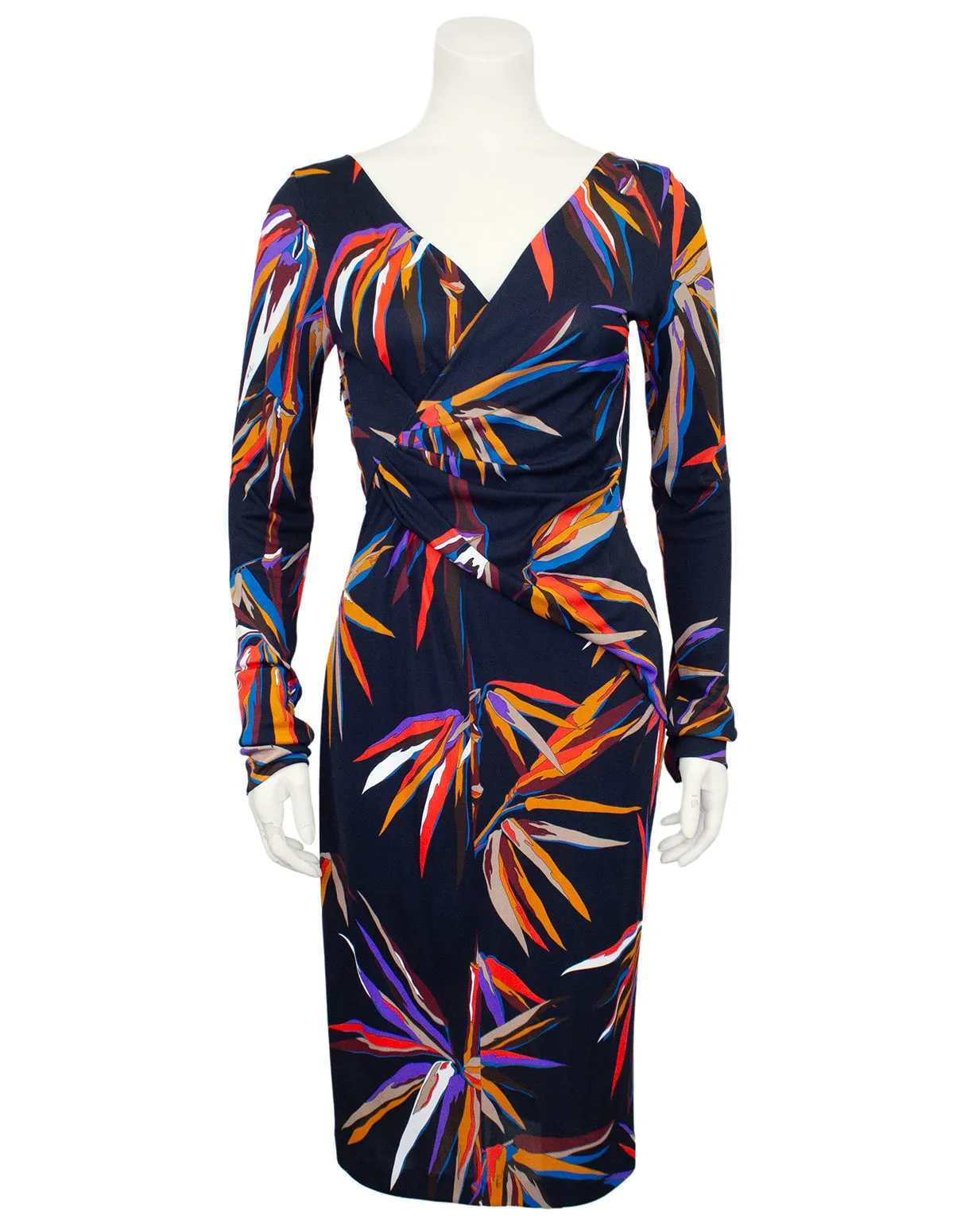 Black Dress with Birds of Paradise Print