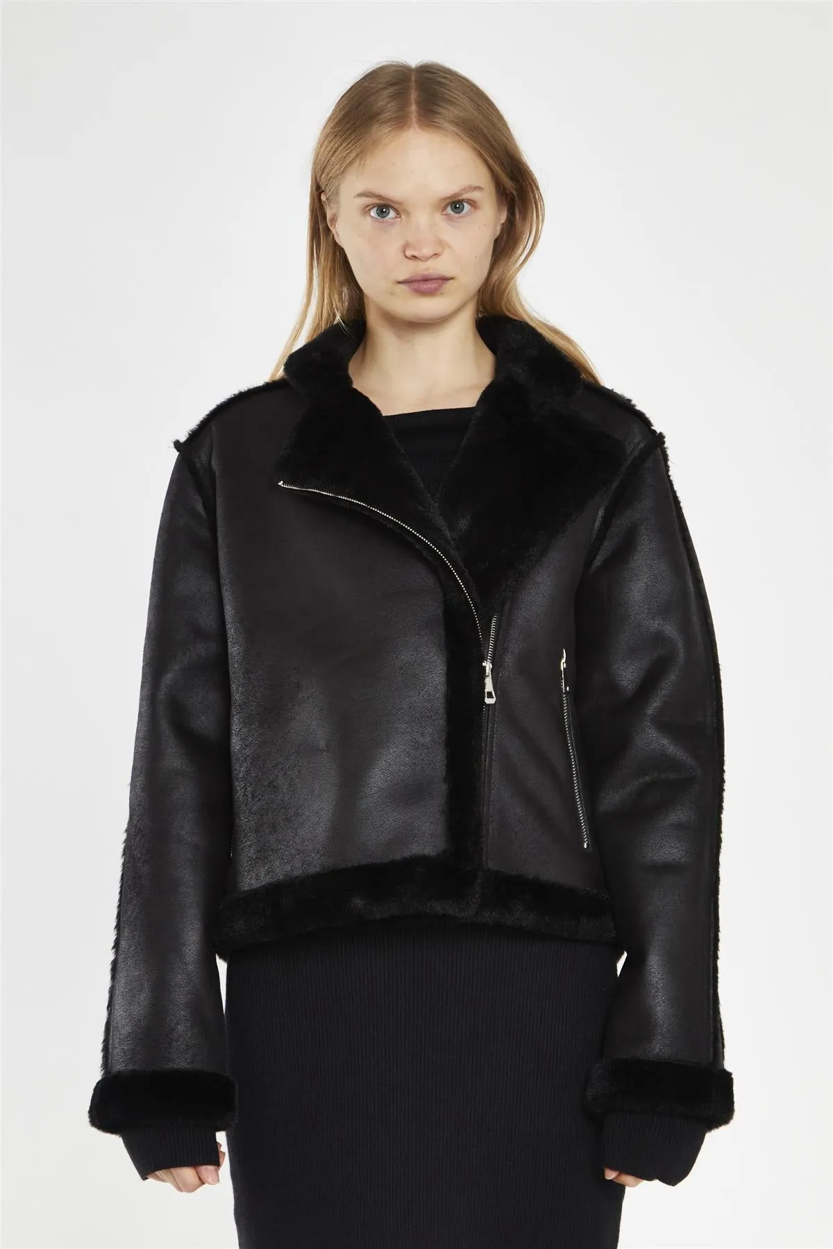 Black Fur-Trim Jacket