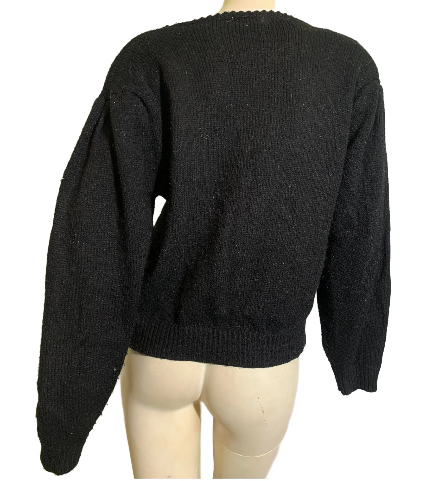 Black Long Sleeved Beaded Sweater circa 1980s