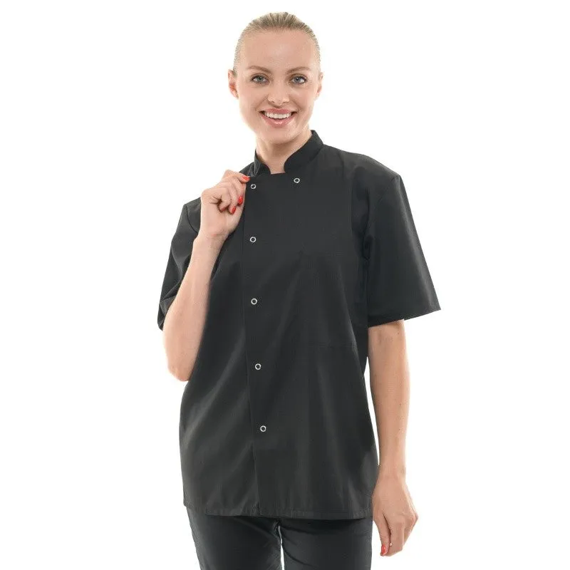 Black Unisex Short Sleeve Chef Coat - MANELLI