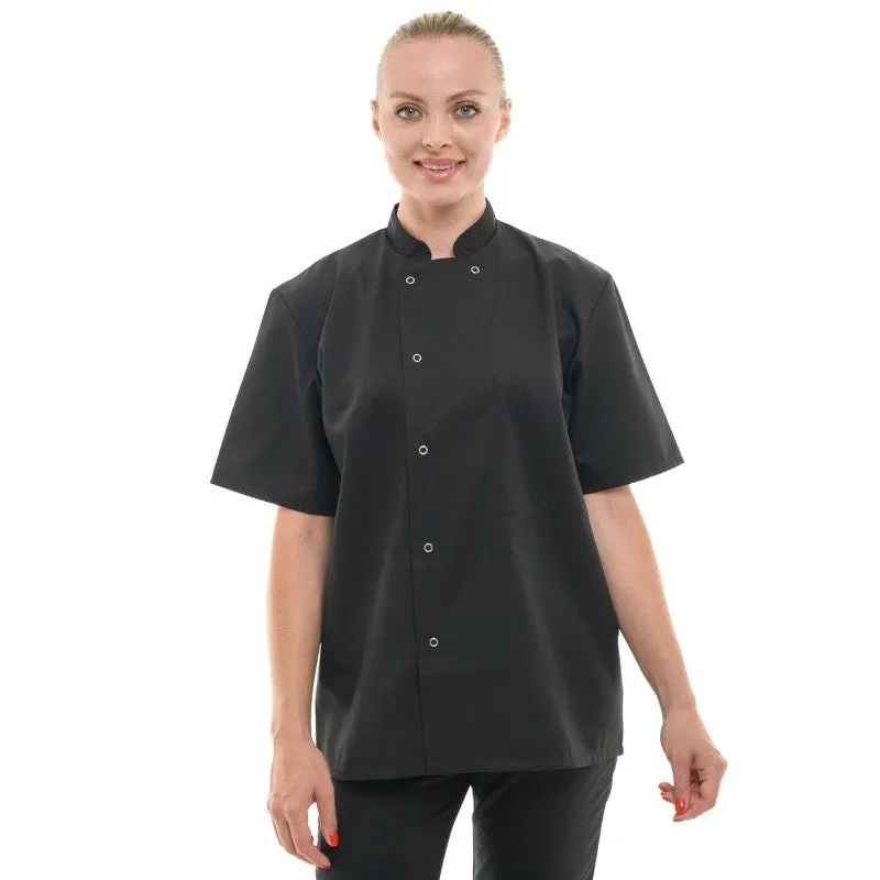 Black Unisex Short Sleeve Chef Coat - MANELLI