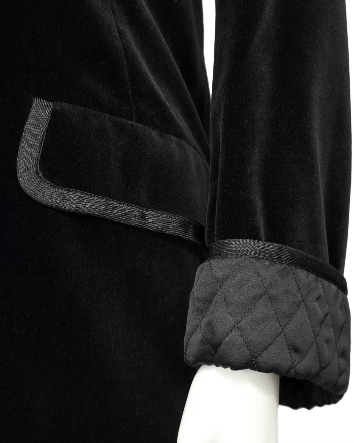 Black Velvet and Quilted Smoking Jacket