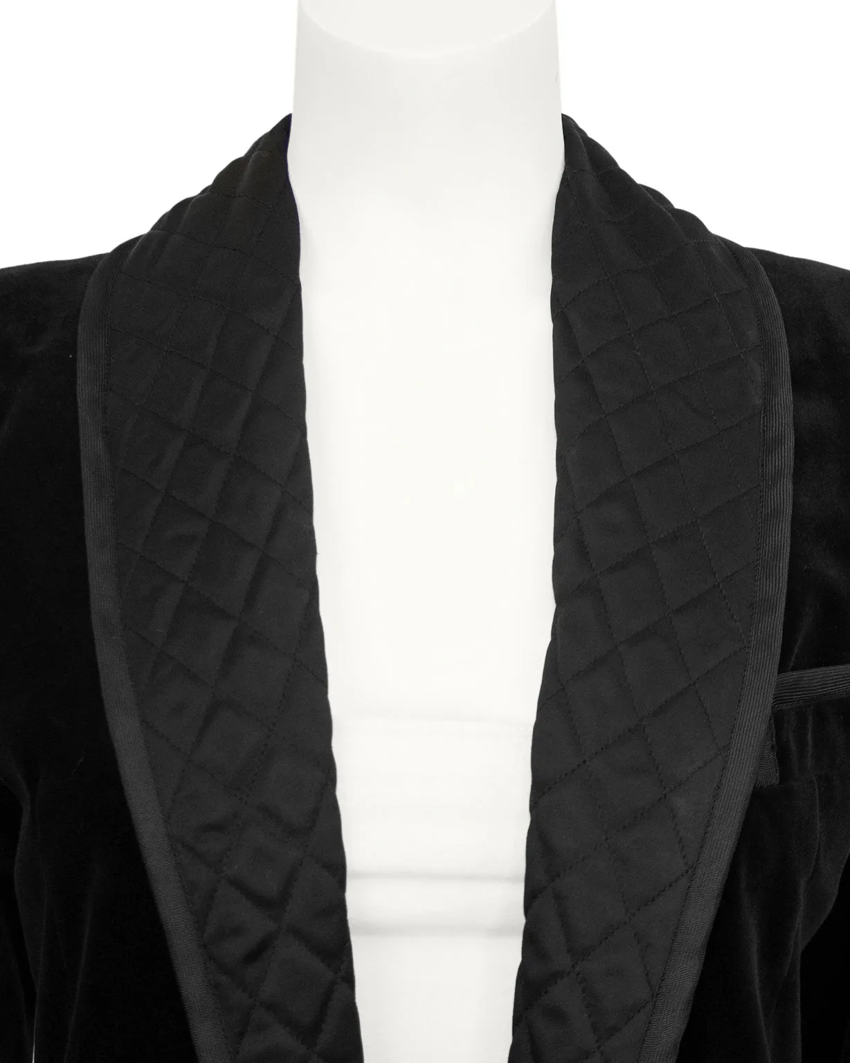 Black Velvet and Quilted Smoking Jacket