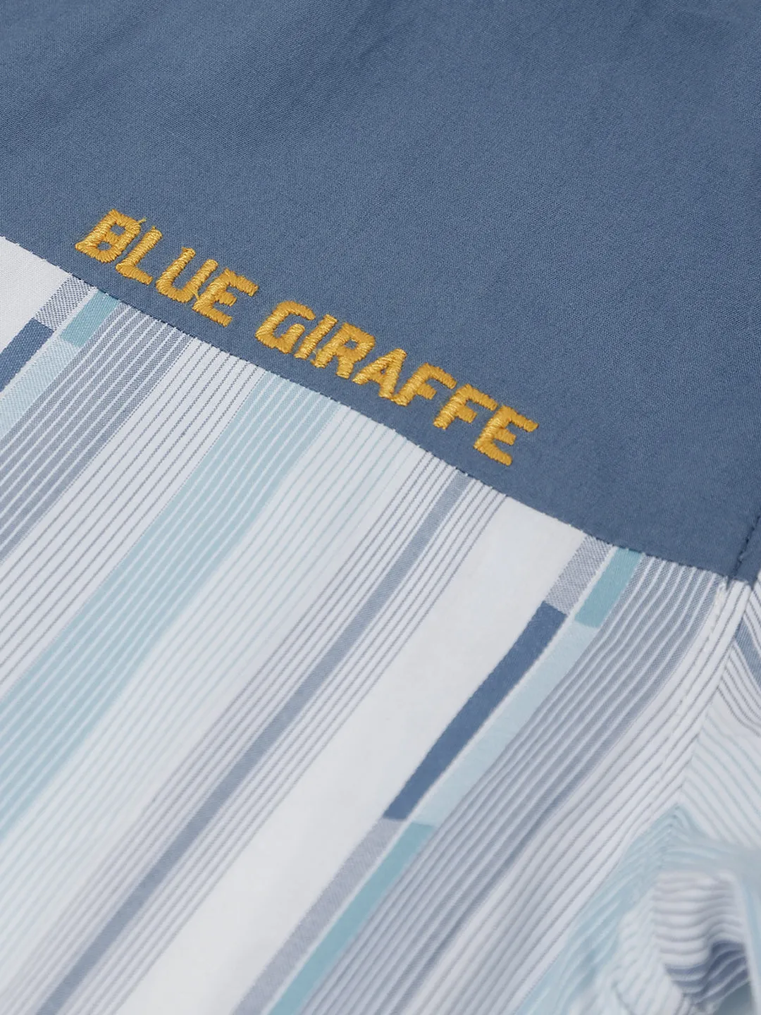 Blue Giraffe Boys Blue Striped Collar Shirt