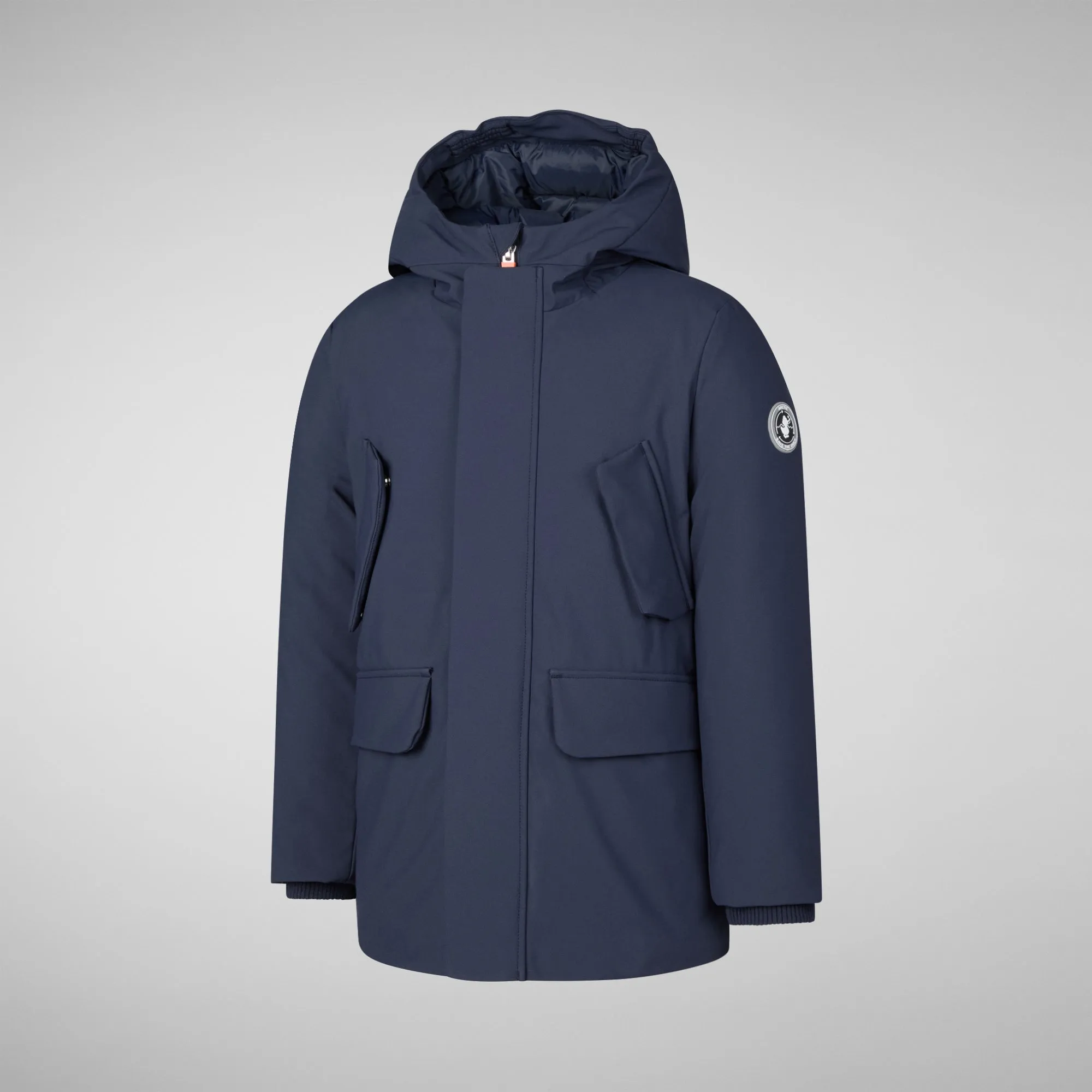 Boys' hooded parka Theo in navy blue