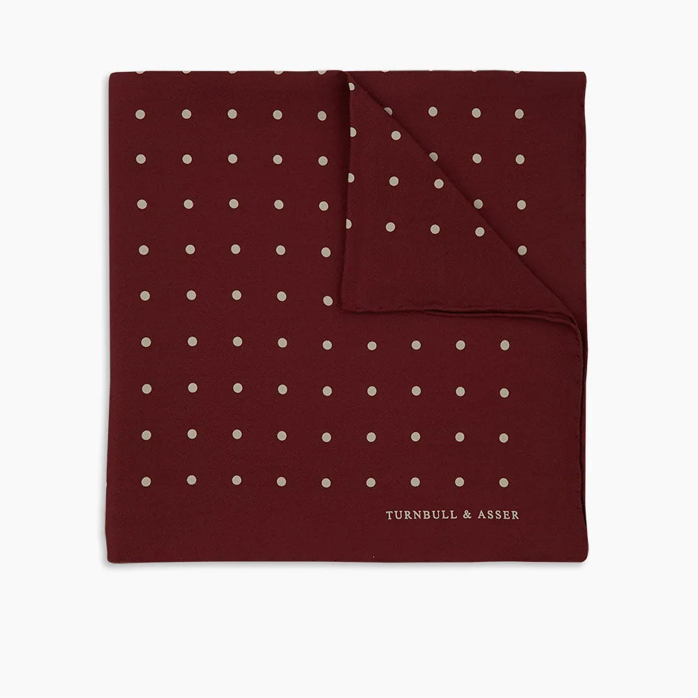 Burgundy Spot Silk Pocket Square