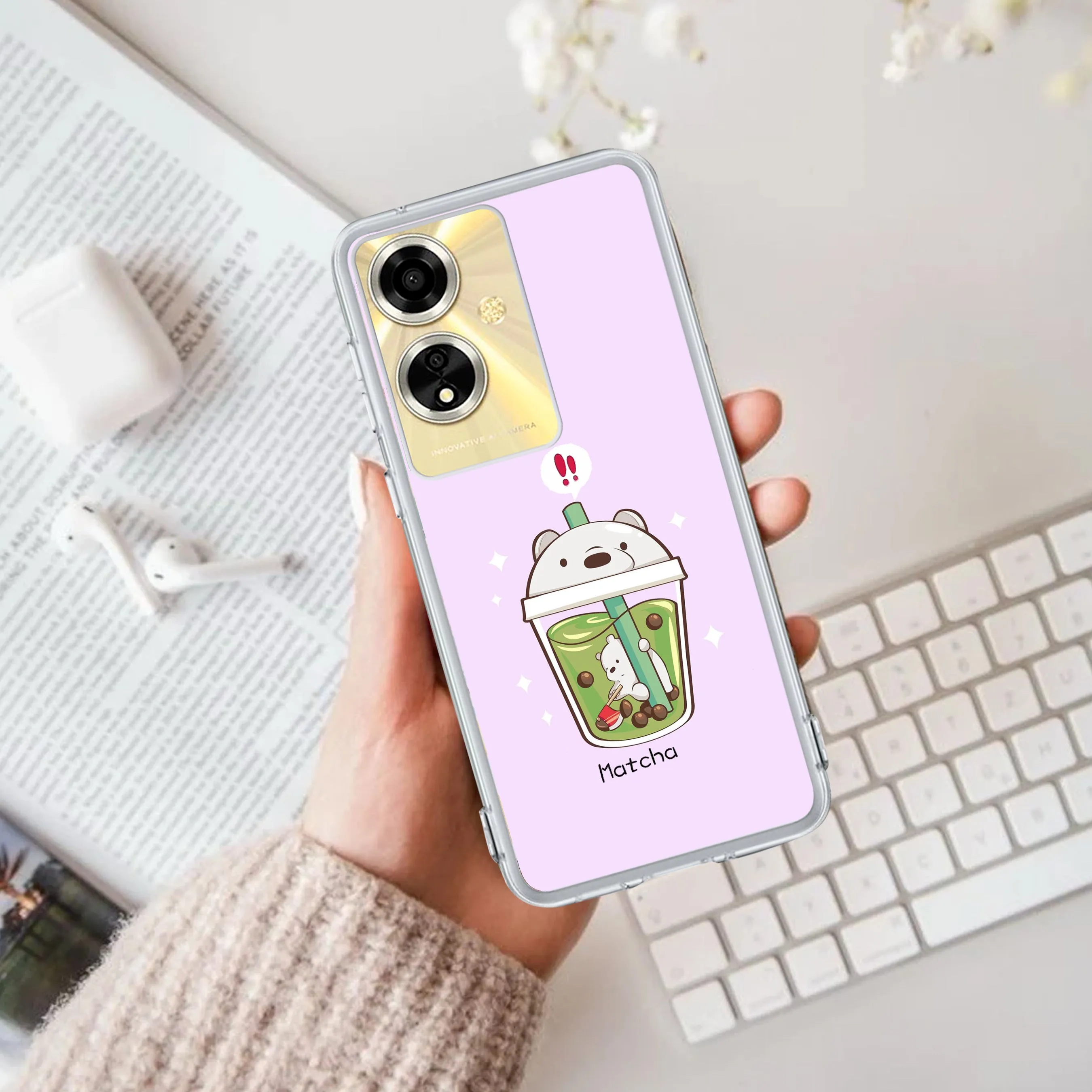 Cartoon Matcha Tea We Bare Bears Silicon Case For Oppo